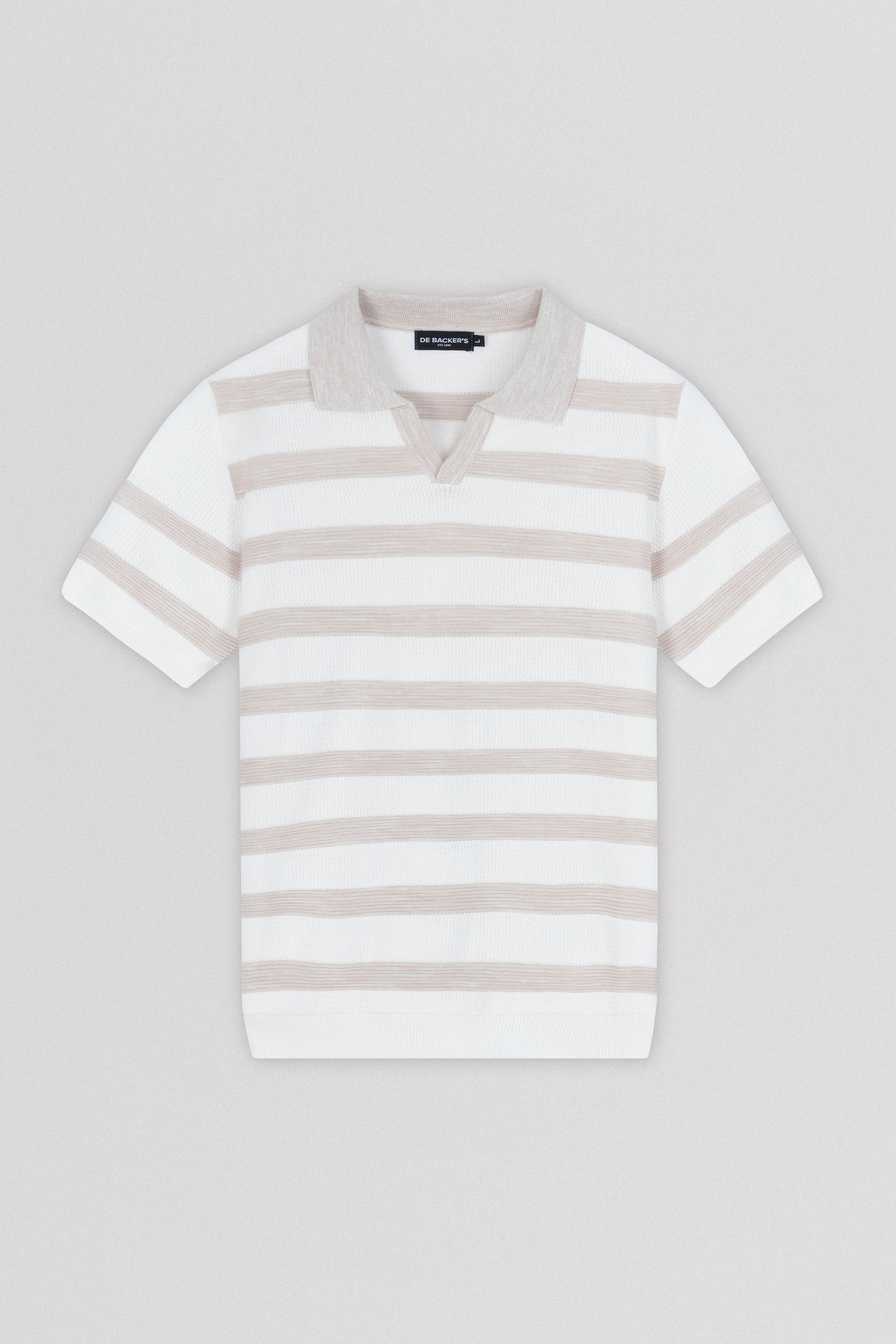 Striped Knitted Off White V neck Polo