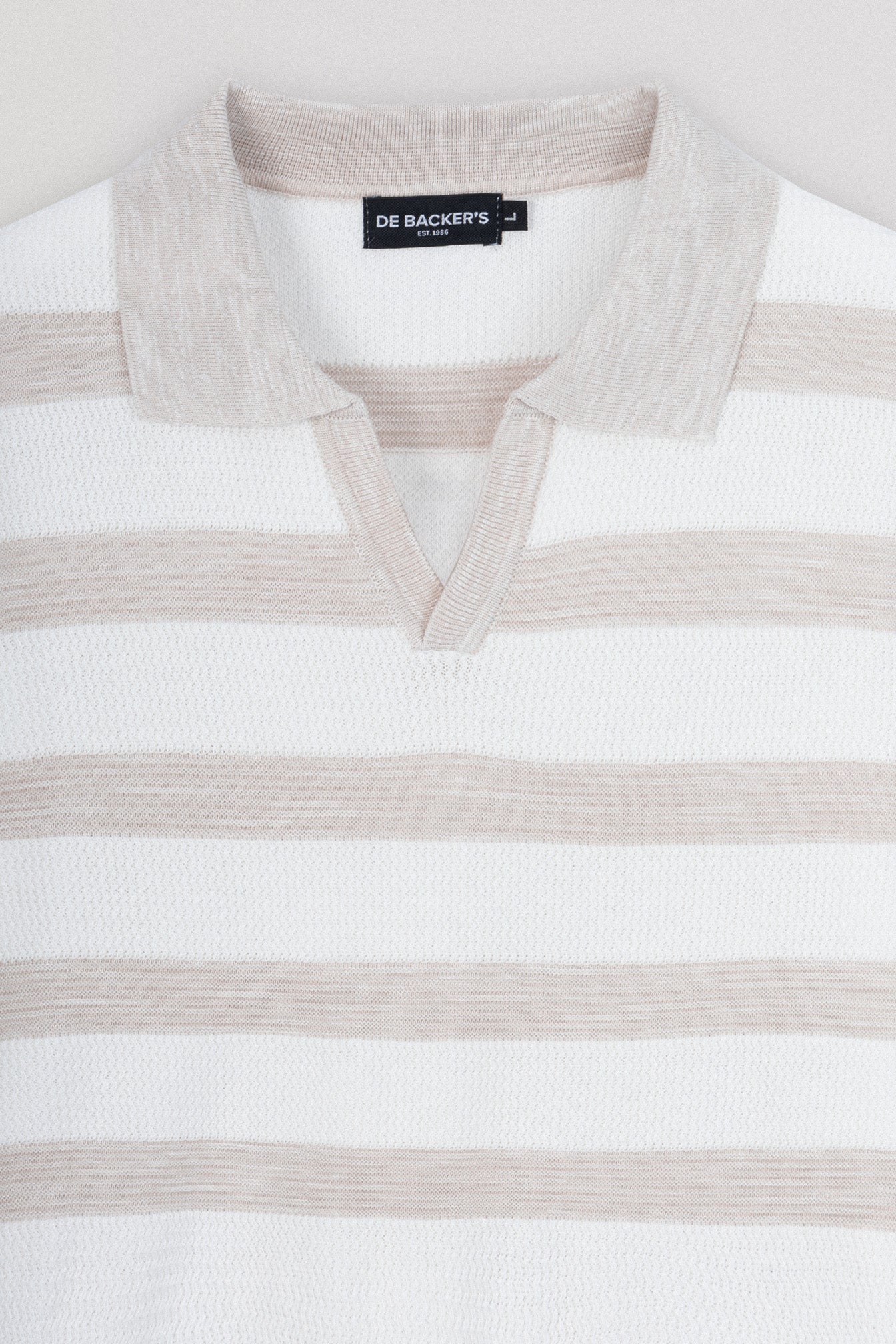 Striped Knitted Off White V neck Polo