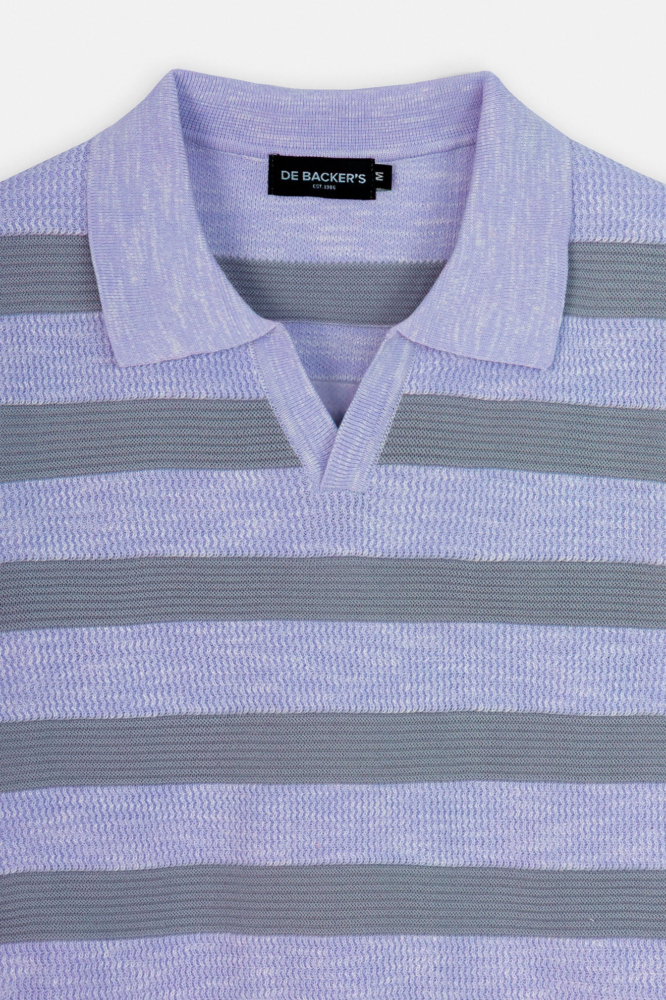 Striped Knitted Jacquard Mauve V neck Polo