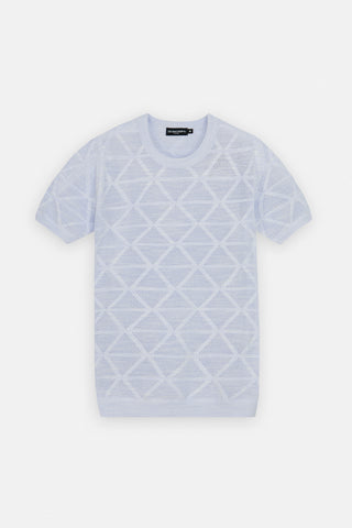 Patterned Light Mauve Knitted  Polo T-Shirt