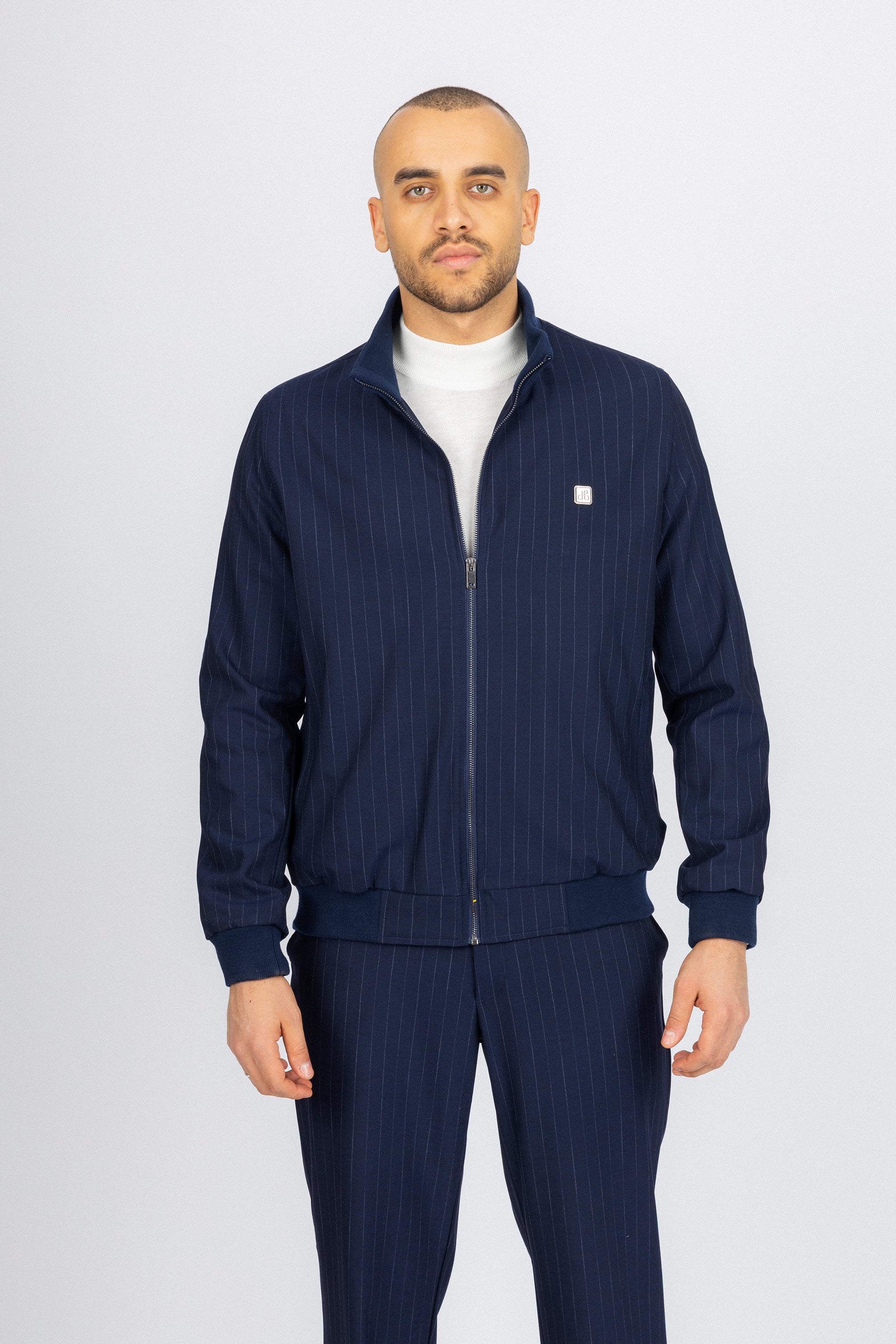 Navy Striped Mens Casual Set