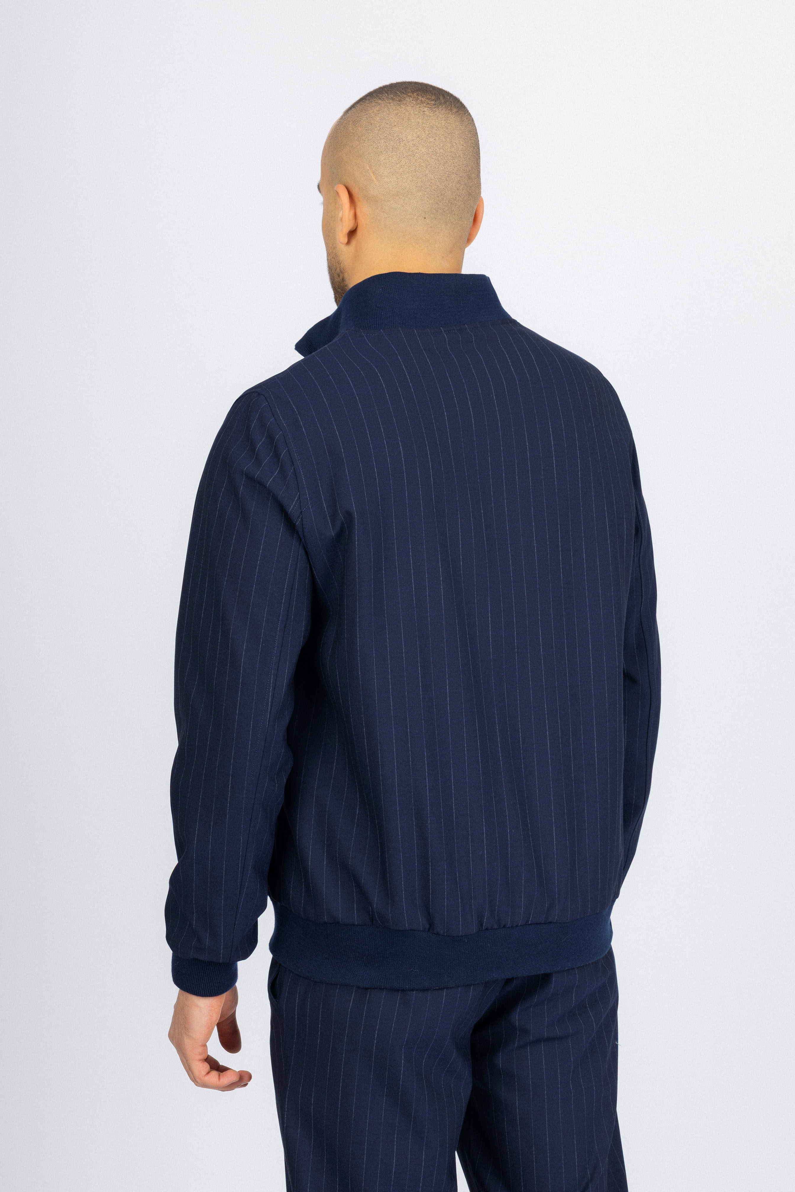 Navy Striped Mens Casual Set