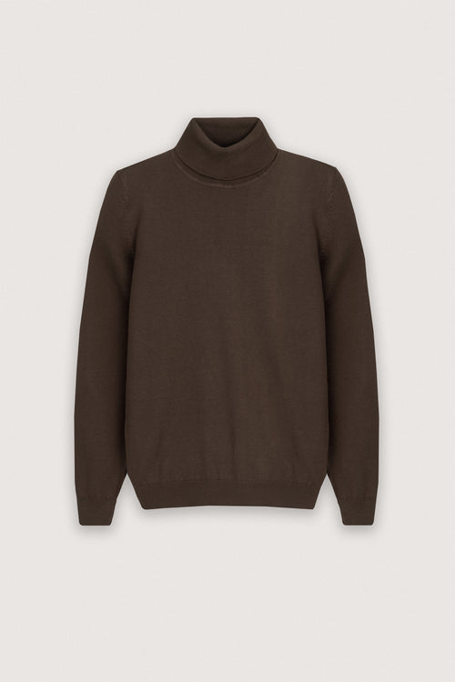 Dark Brown High-Neck Pullover