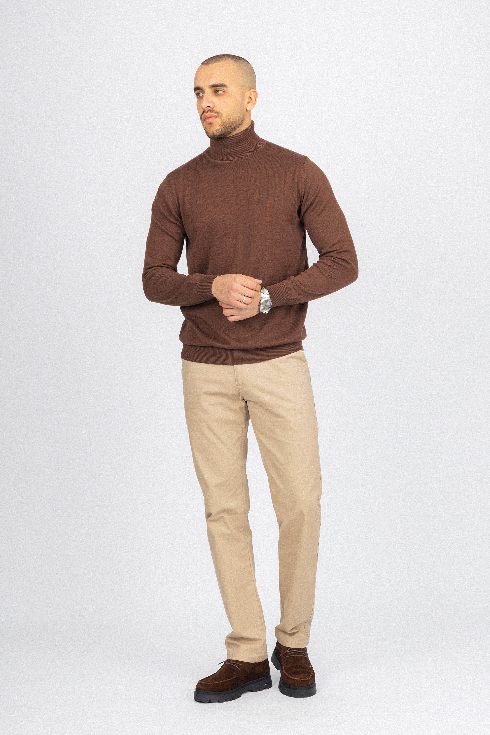 Brown High-Neck Pullover