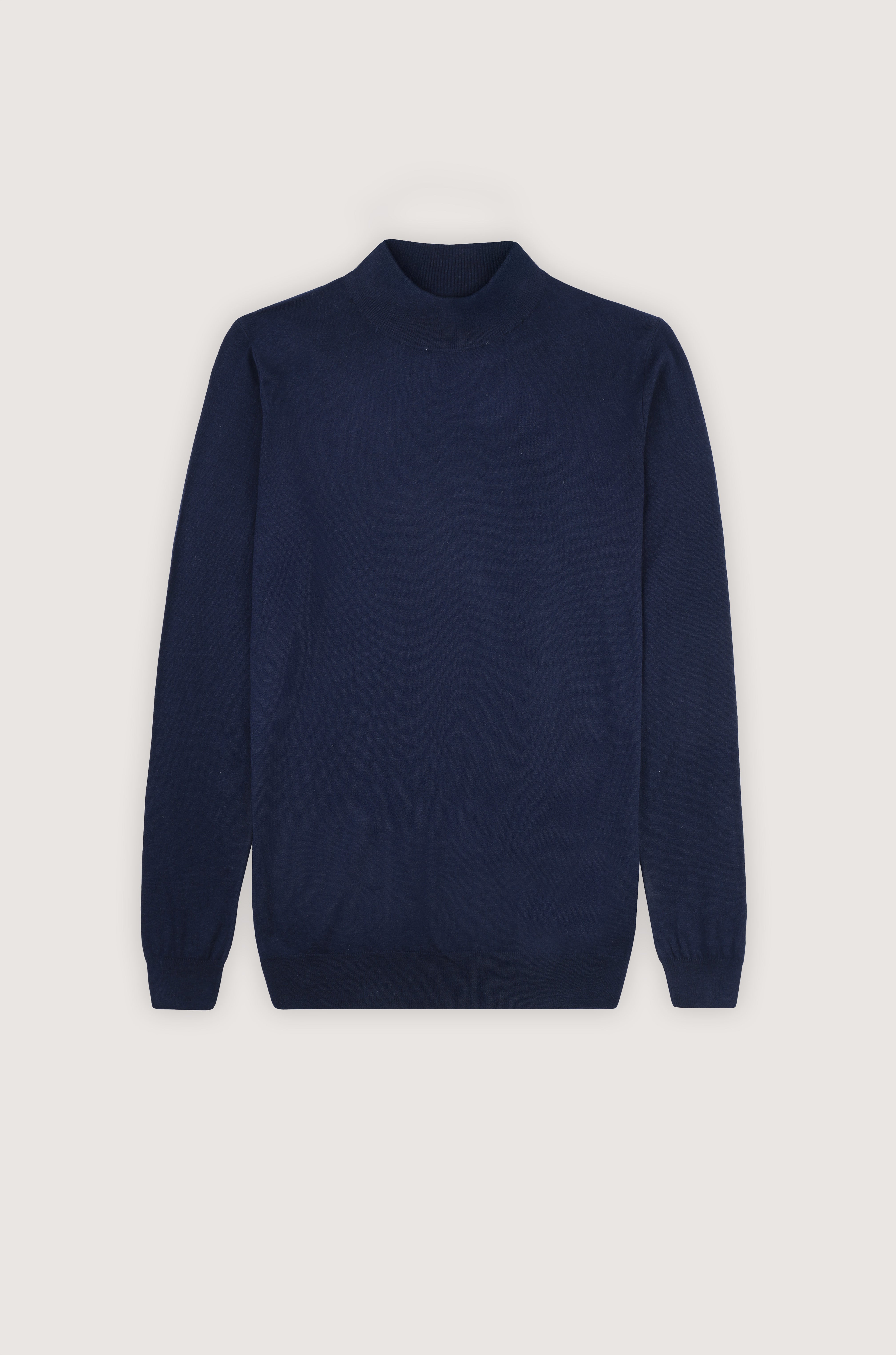 Navy Moc-Neck Pullover