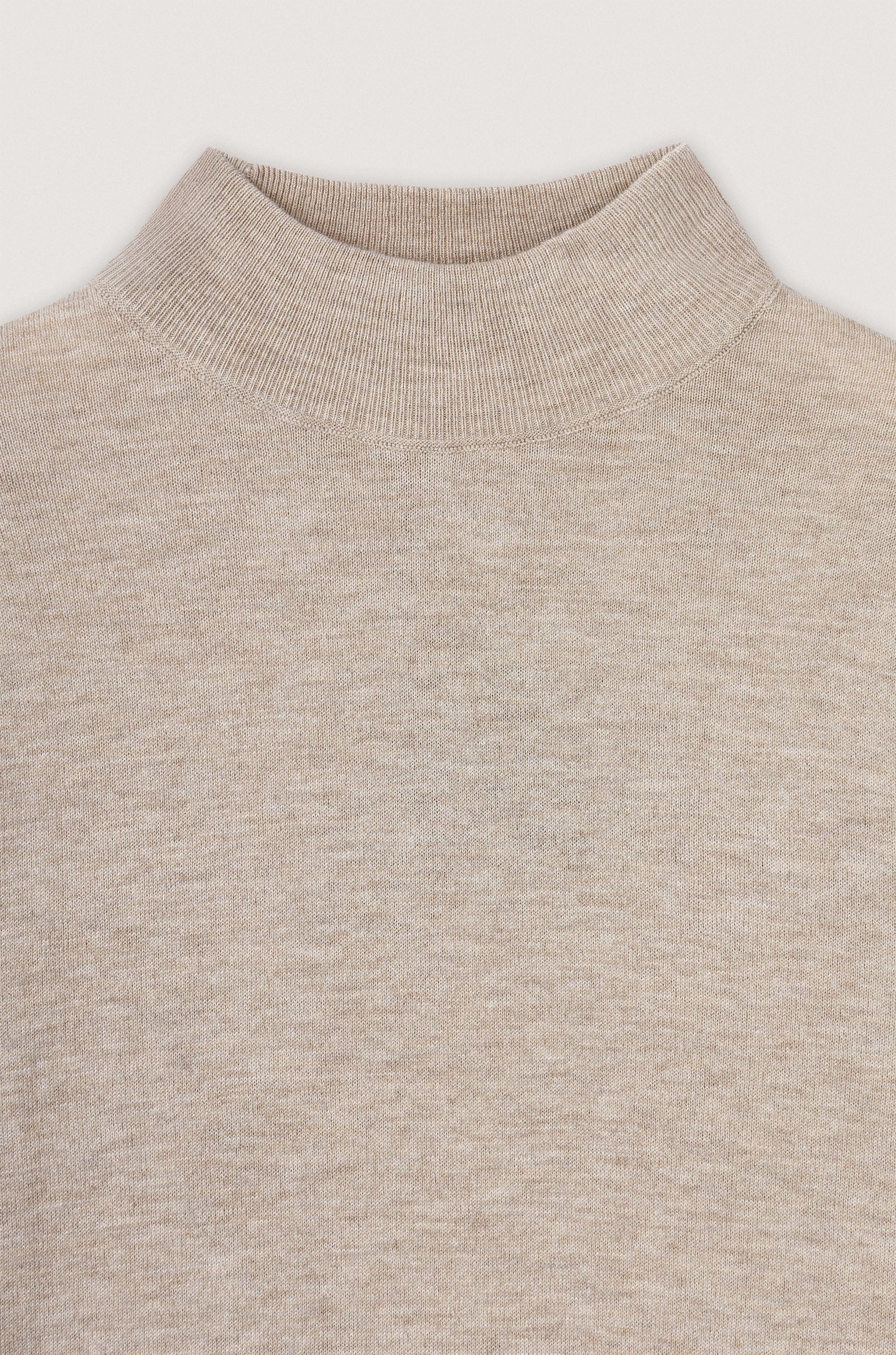 Beige Moc-Neck Pullover
