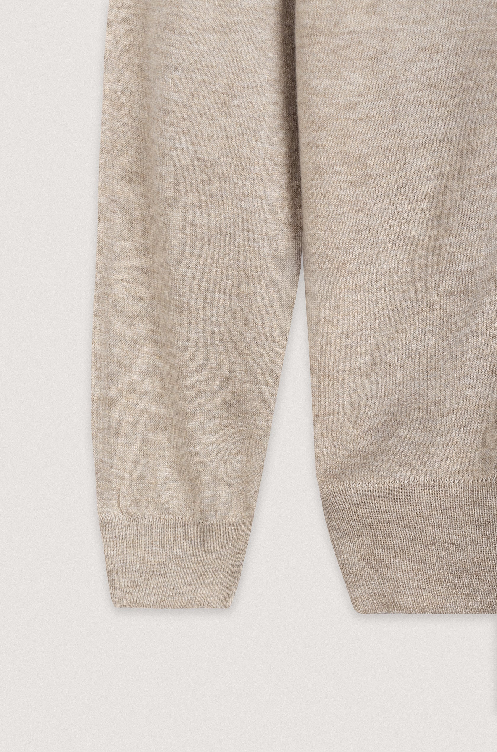 Beige Moc-Neck Pullover
