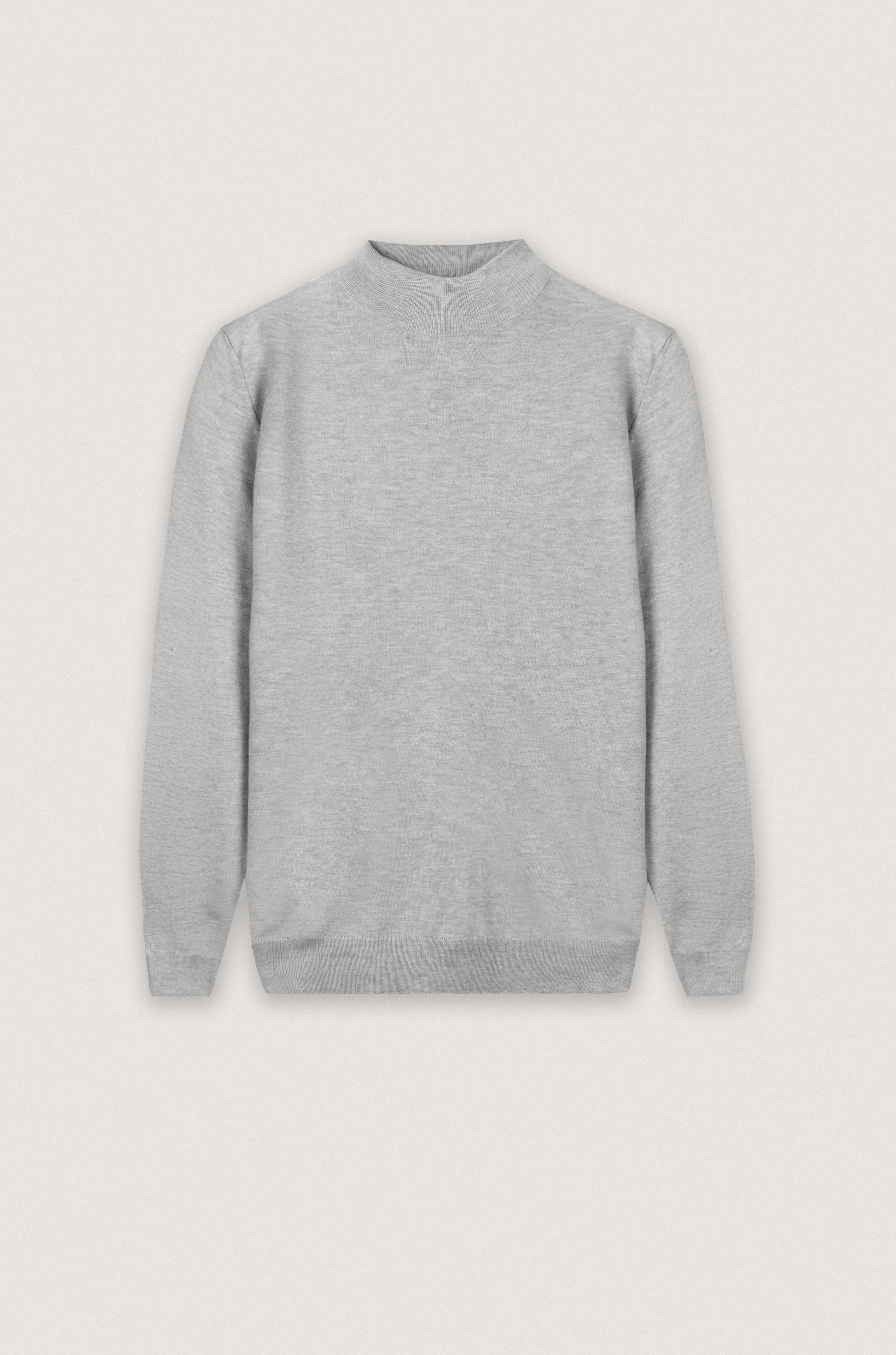 Light Gray Beige Moc-Neck Pullover
