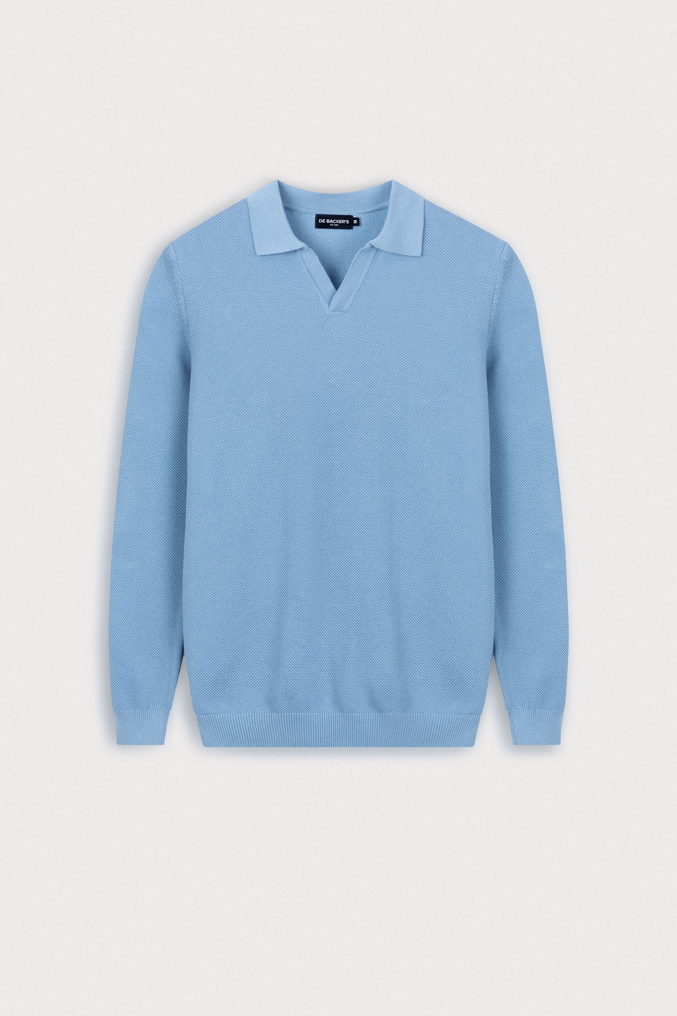 Light Blue Knitted Polo Pullover