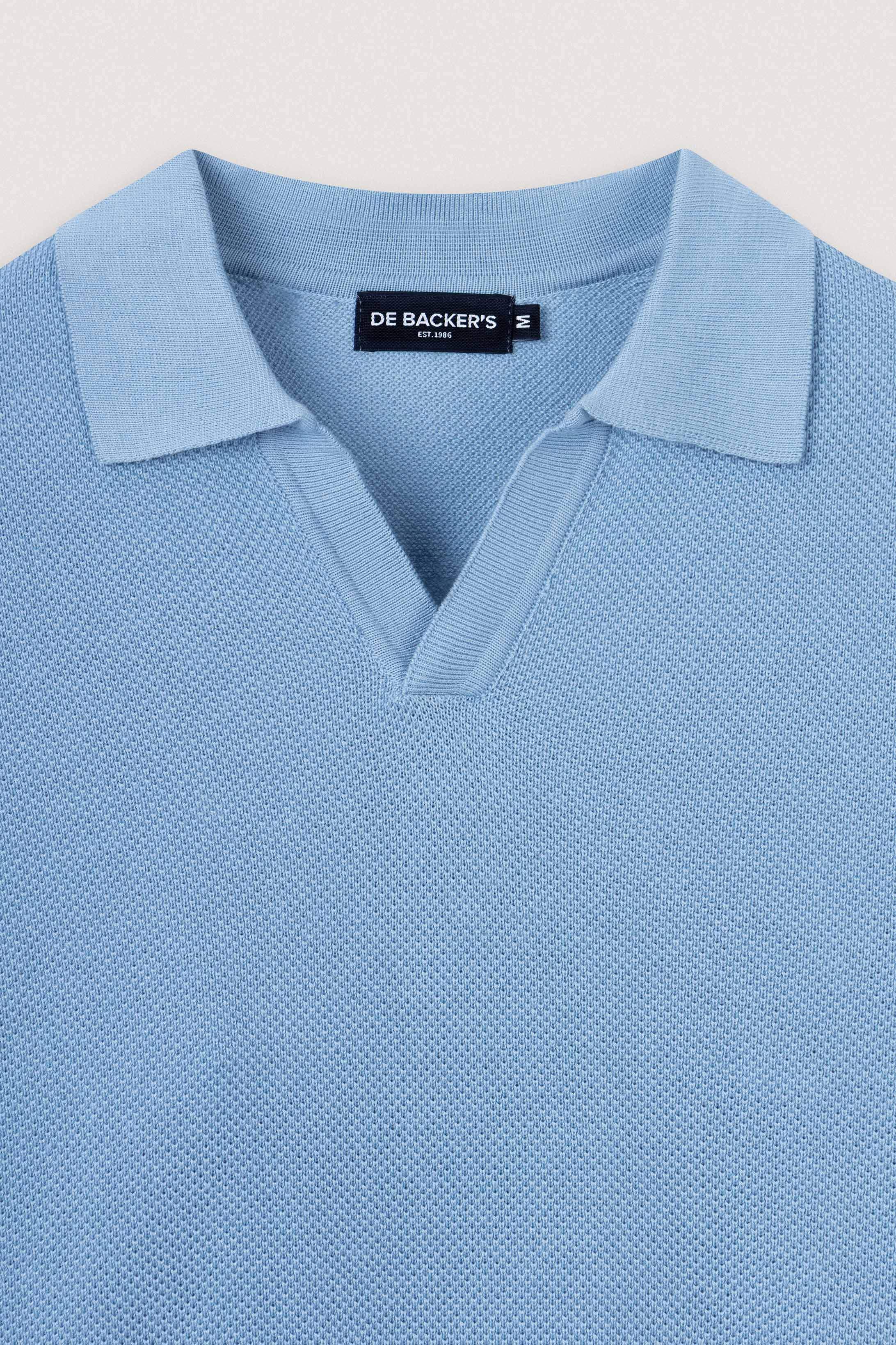 Light Blue Knitted Polo Pullover