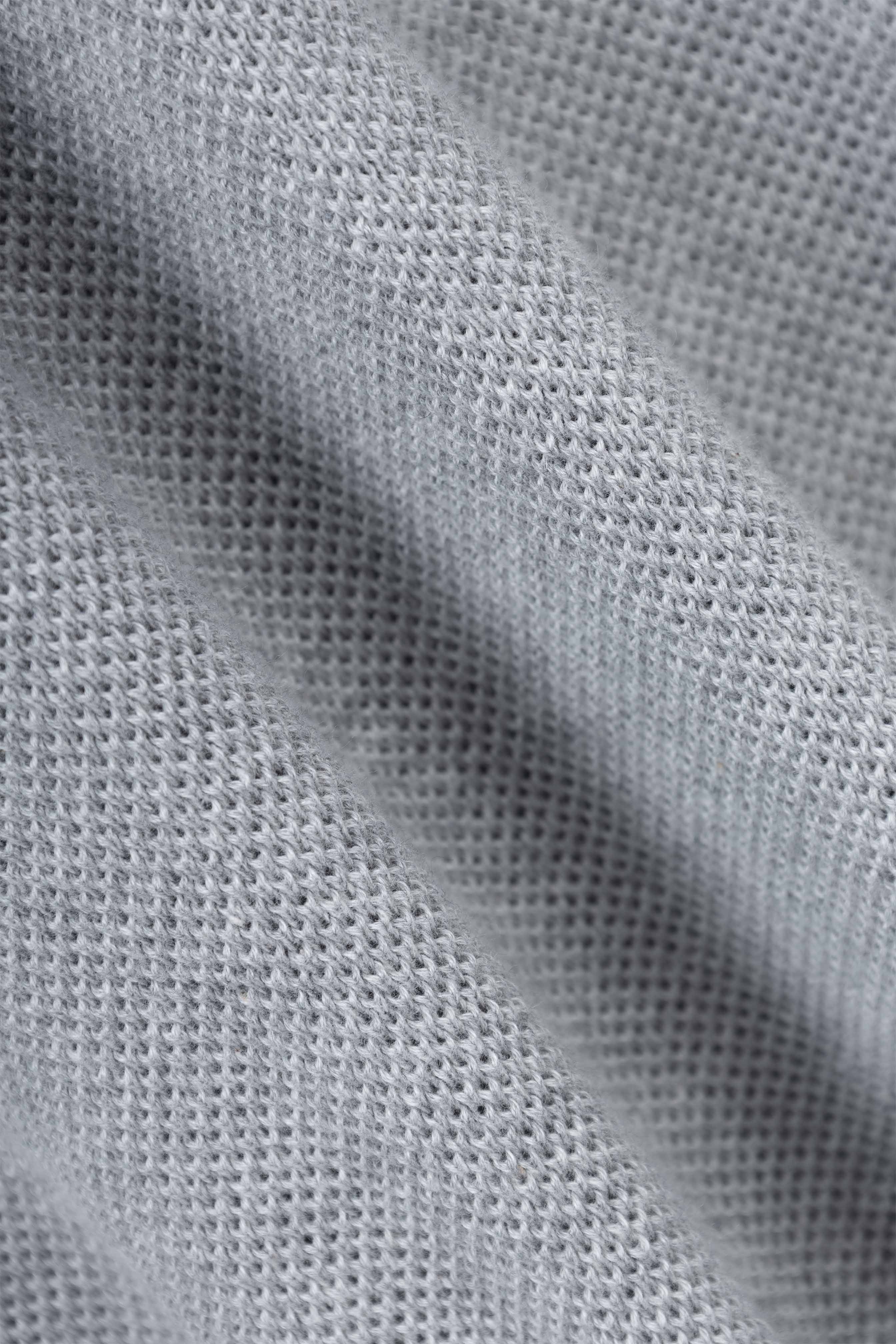 Light Gray Knitted Polo Pullover