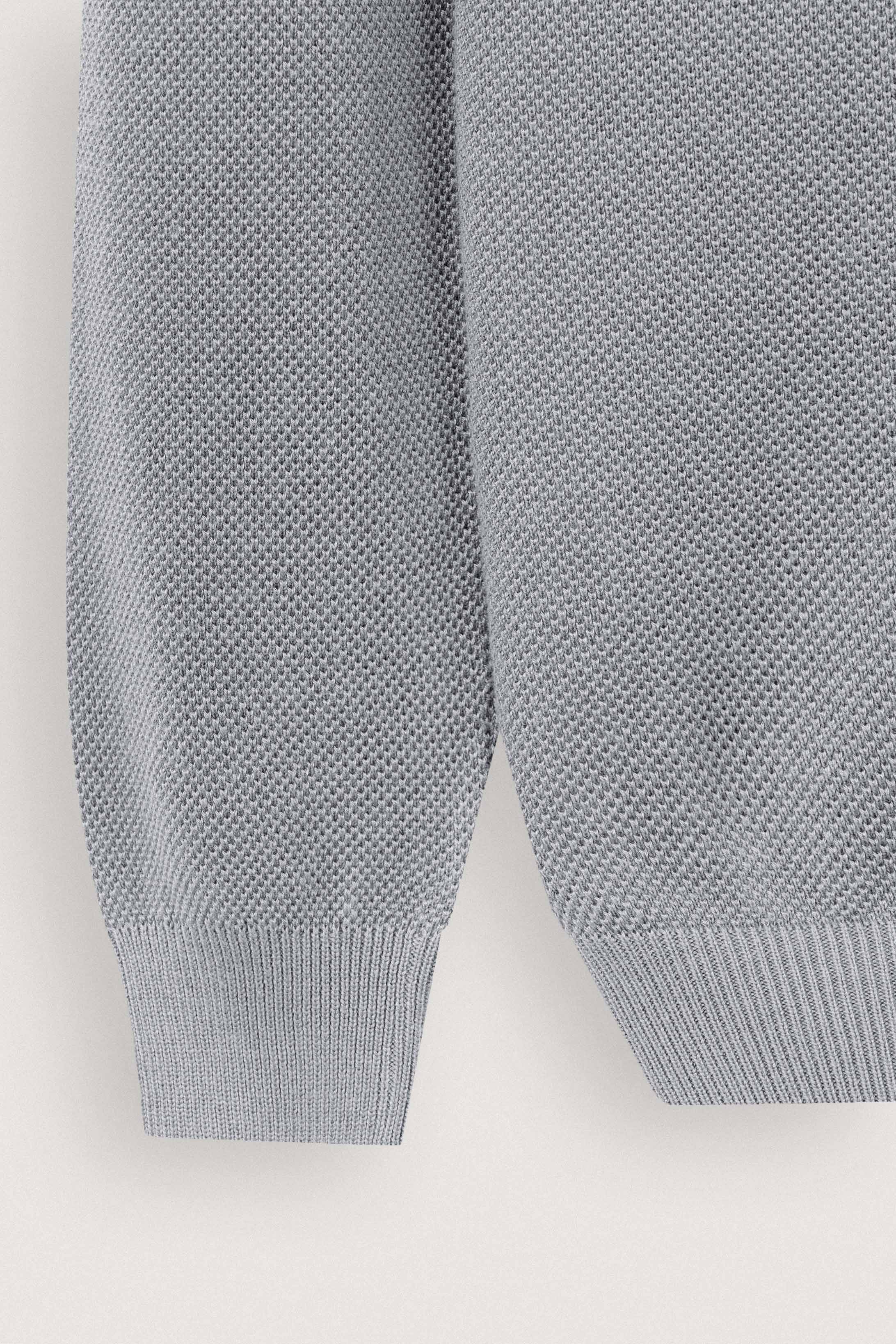 Light Gray Knitted Polo Pullover