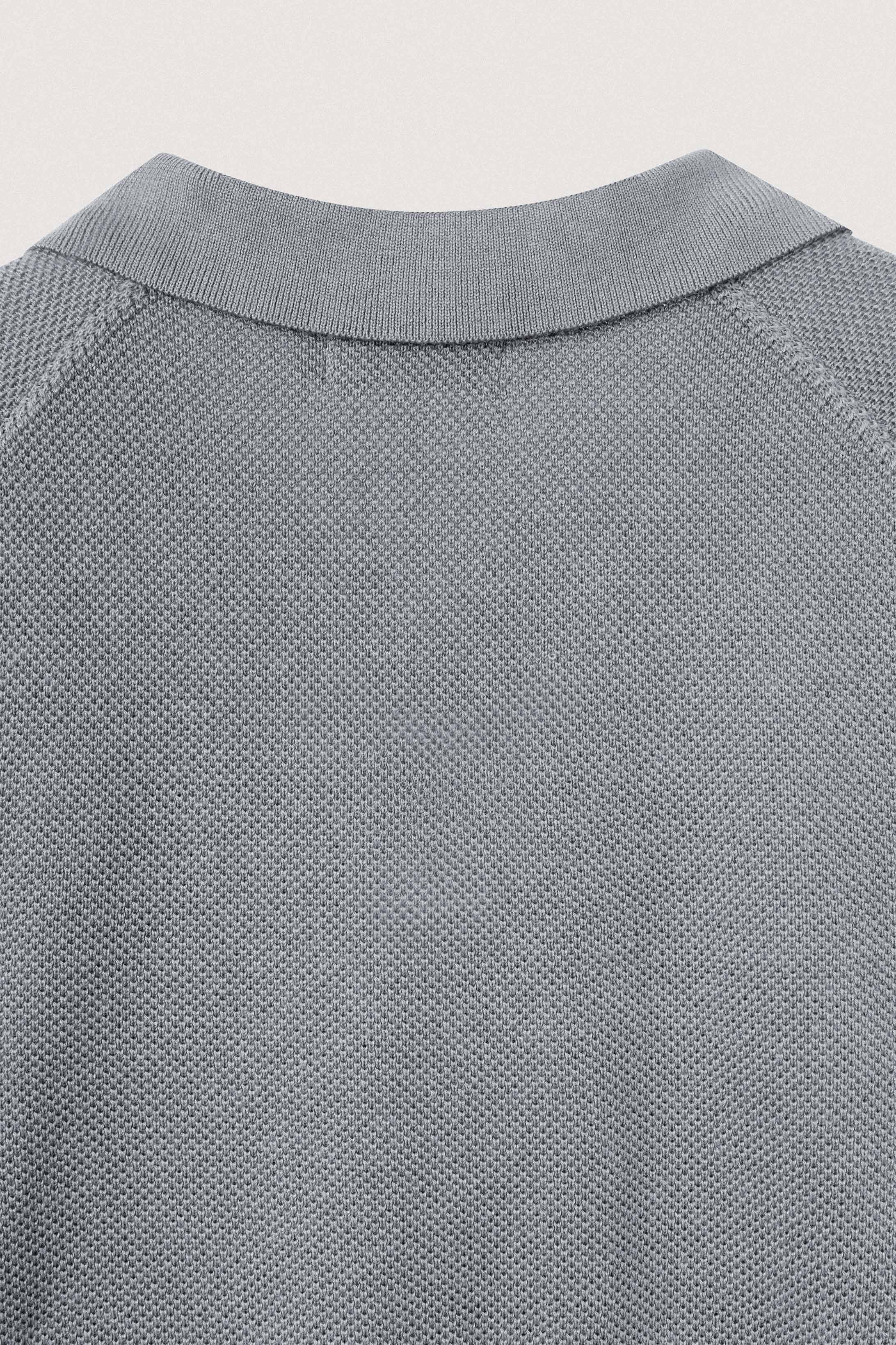 Light Gray Knitted Polo Pullover