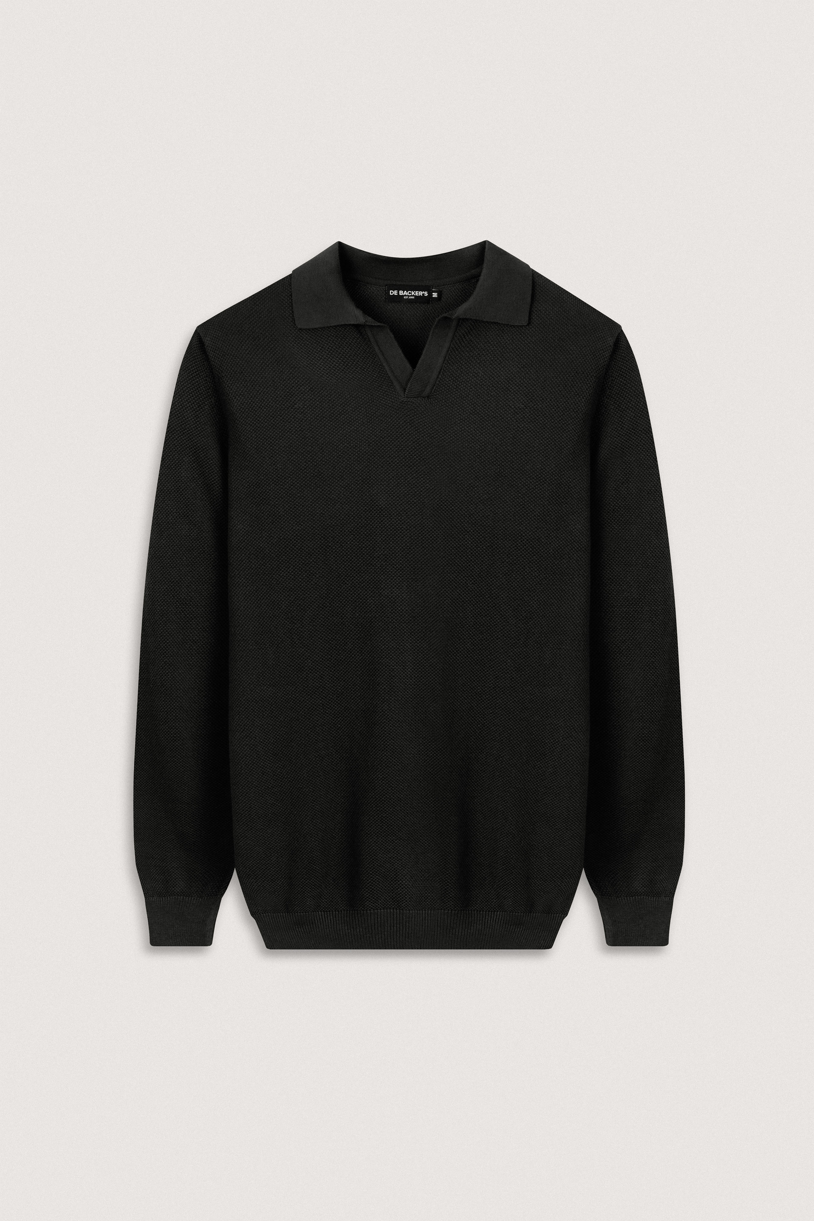 Black Knitted Polo Pullover