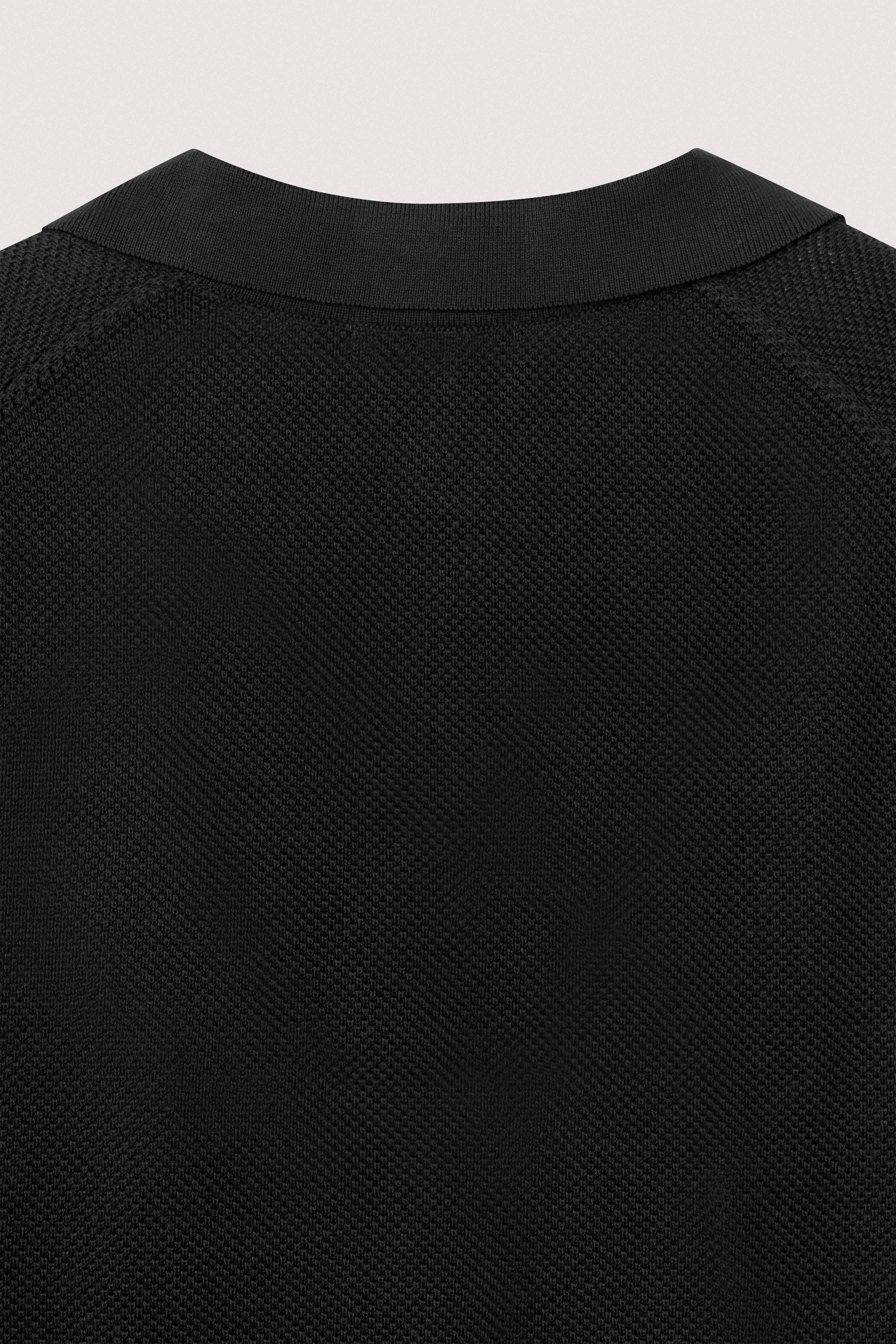 Black Knitted Polo Pullover