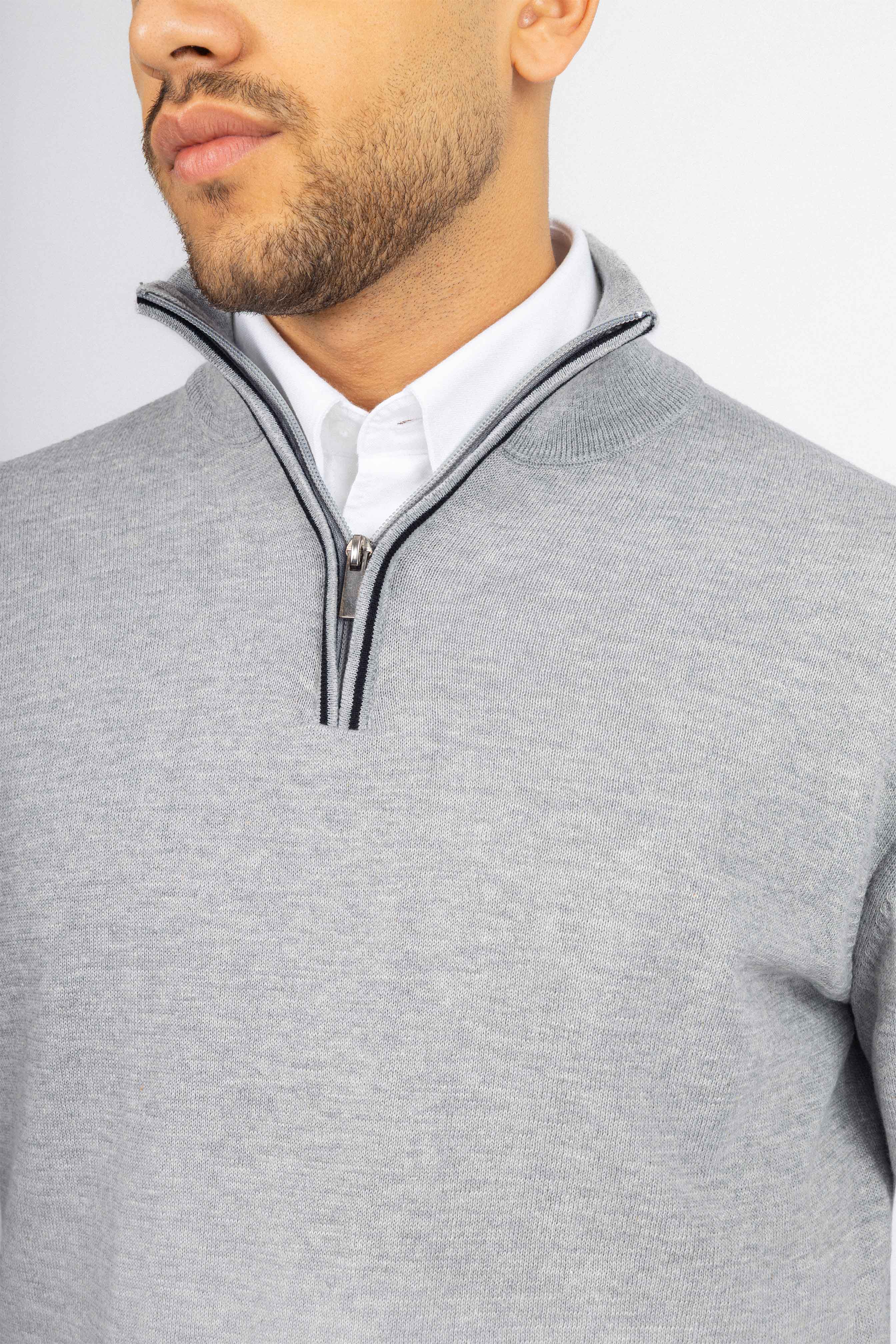 Light Gray Half-Zipper Pullover