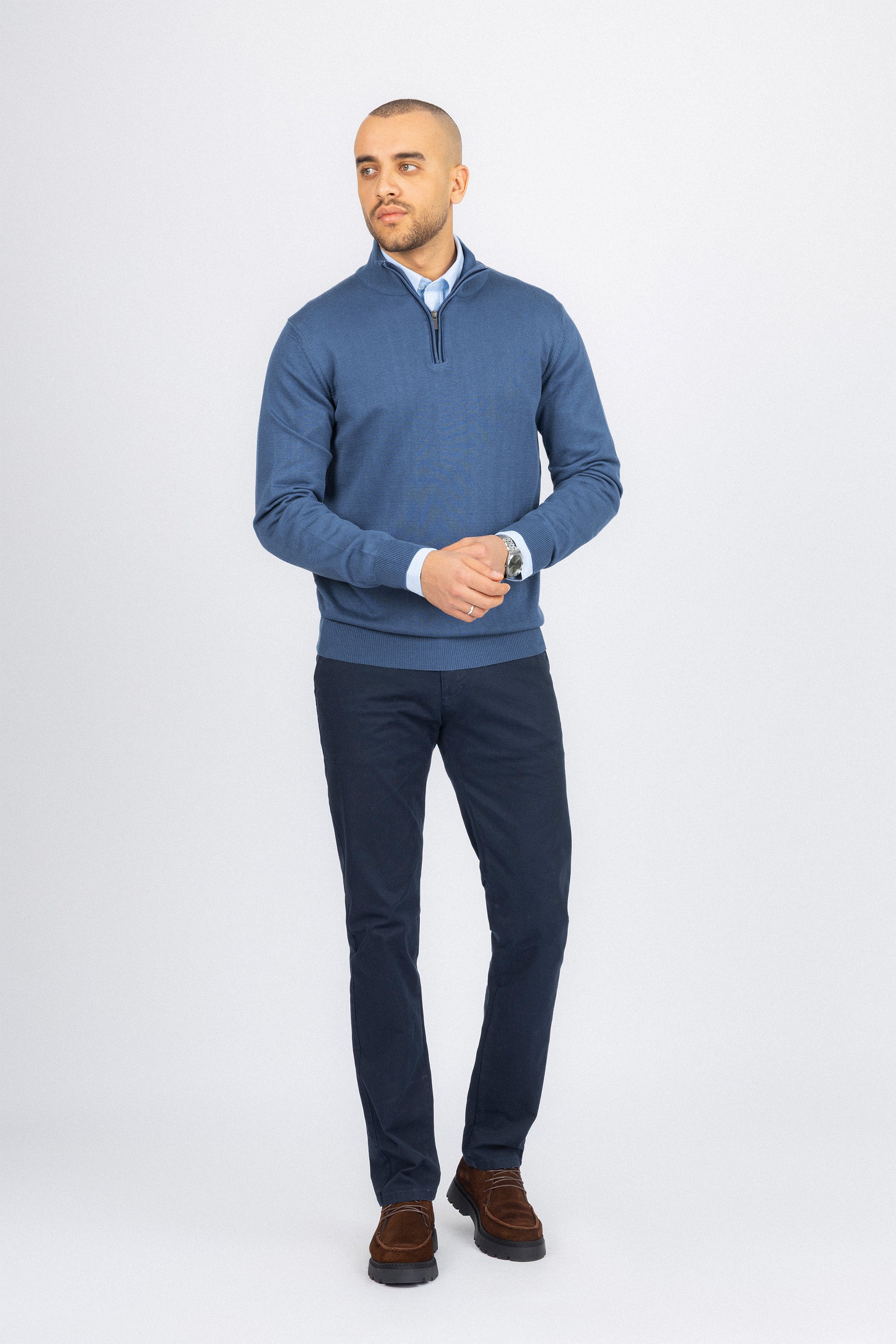 Blue Half-Zipper Pullover