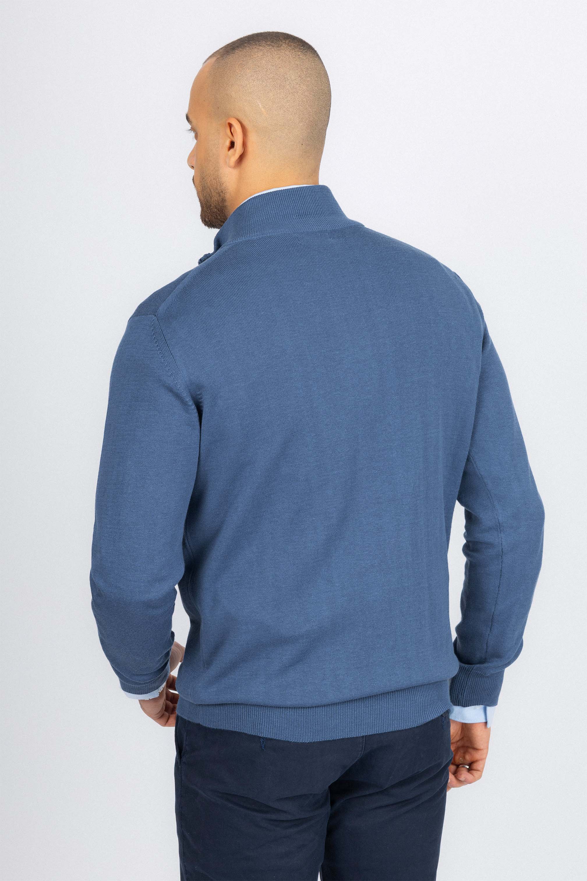 Blue Half-Zipper Pullover