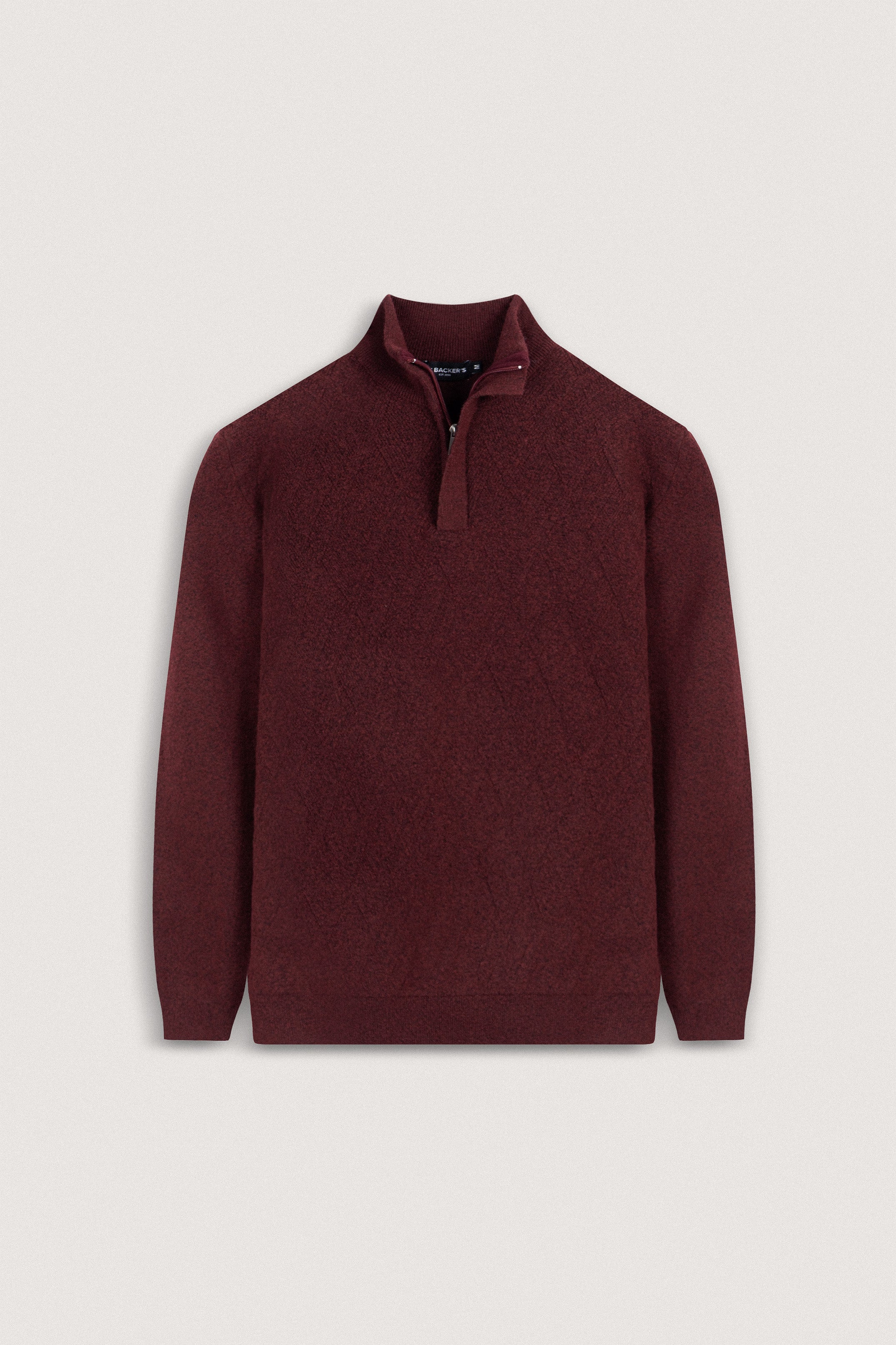 Dark Red Knitted Quarter-Zipper Pullover