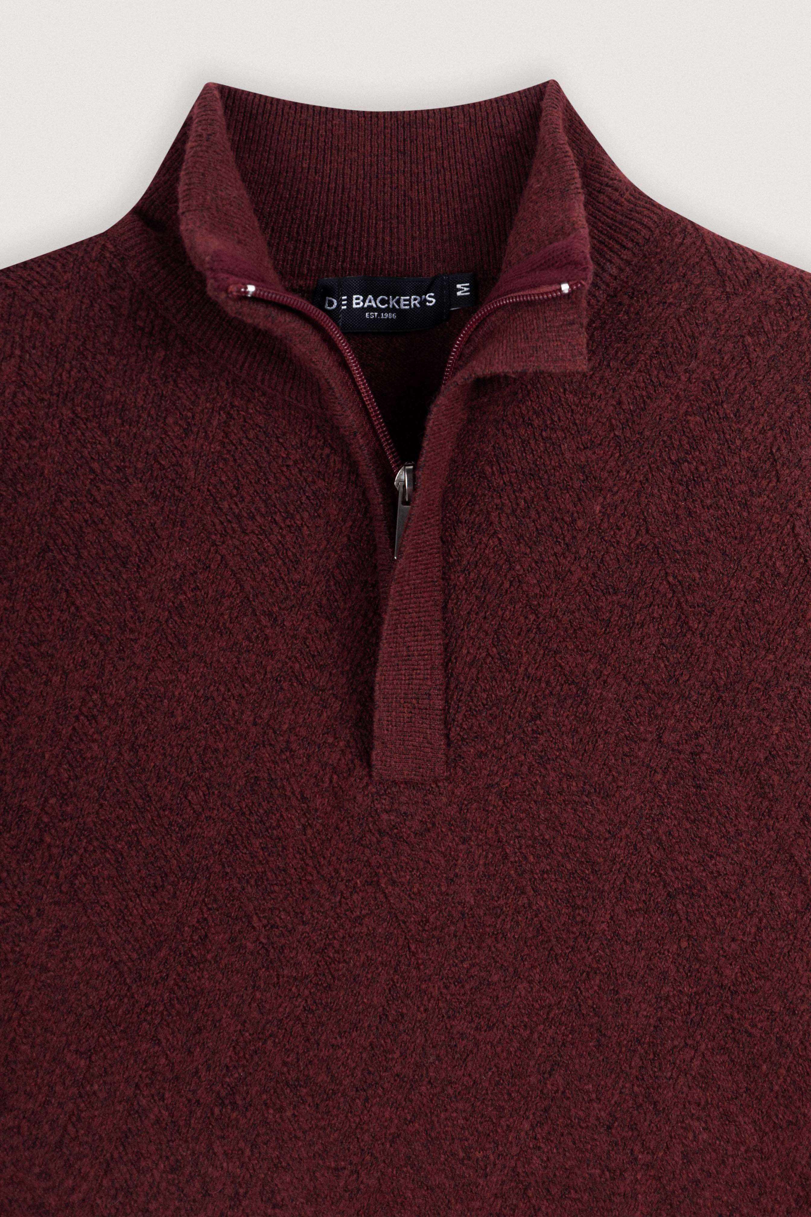 Dark Red Knitted Quarter-Zipper Pullover
