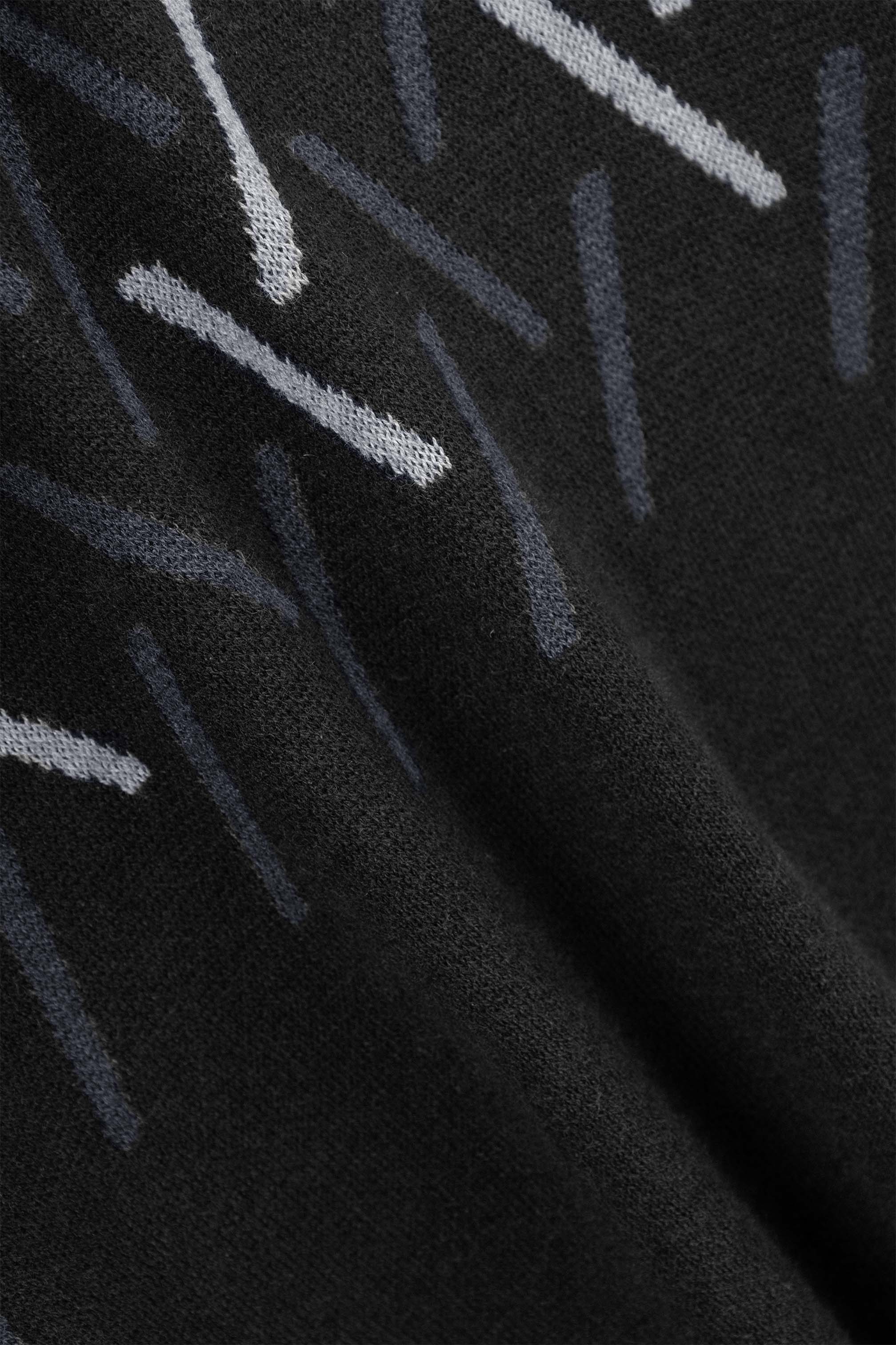 Black patterned Moc-Neck Pullover