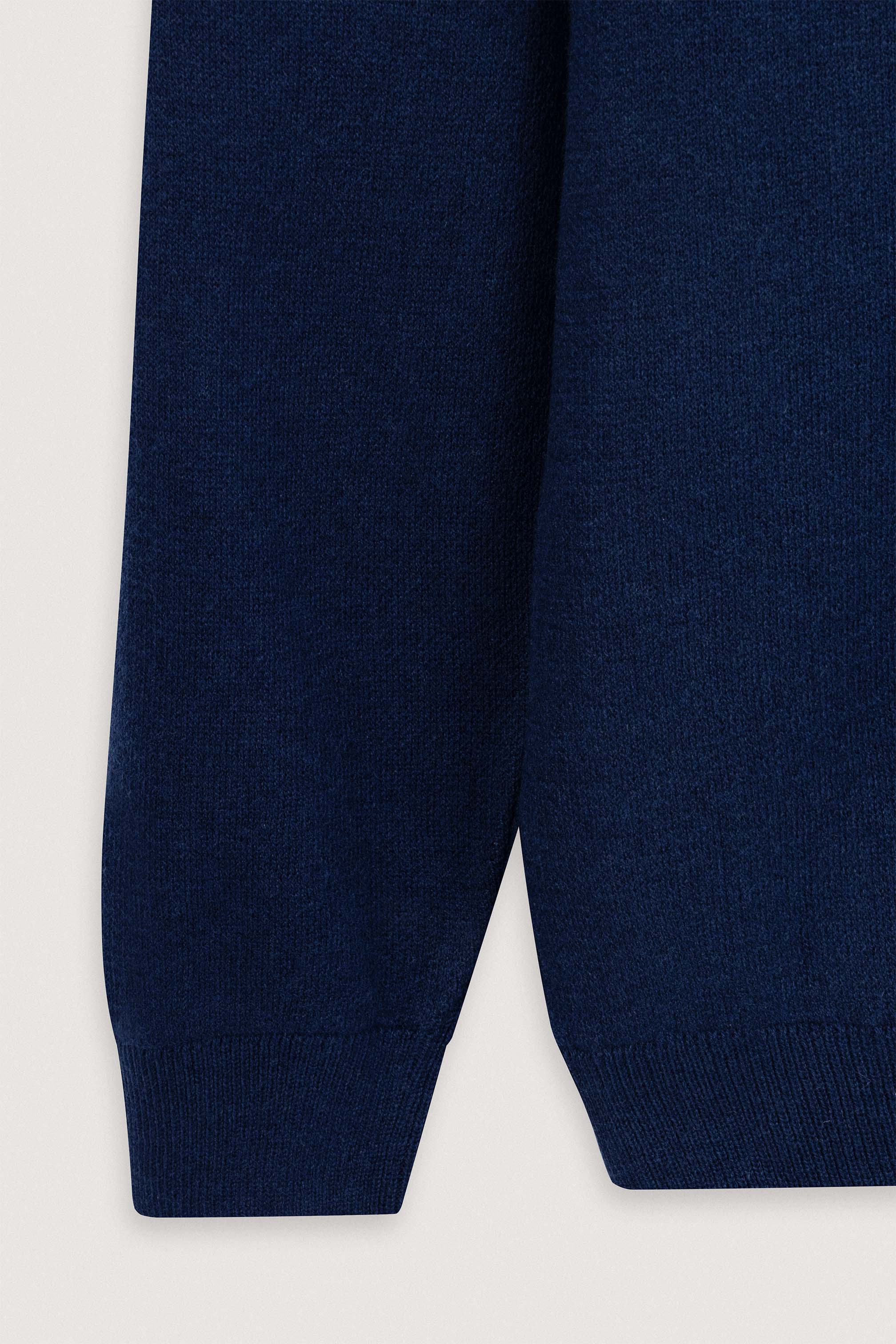 Navy patterned Moc-Neck Pullover