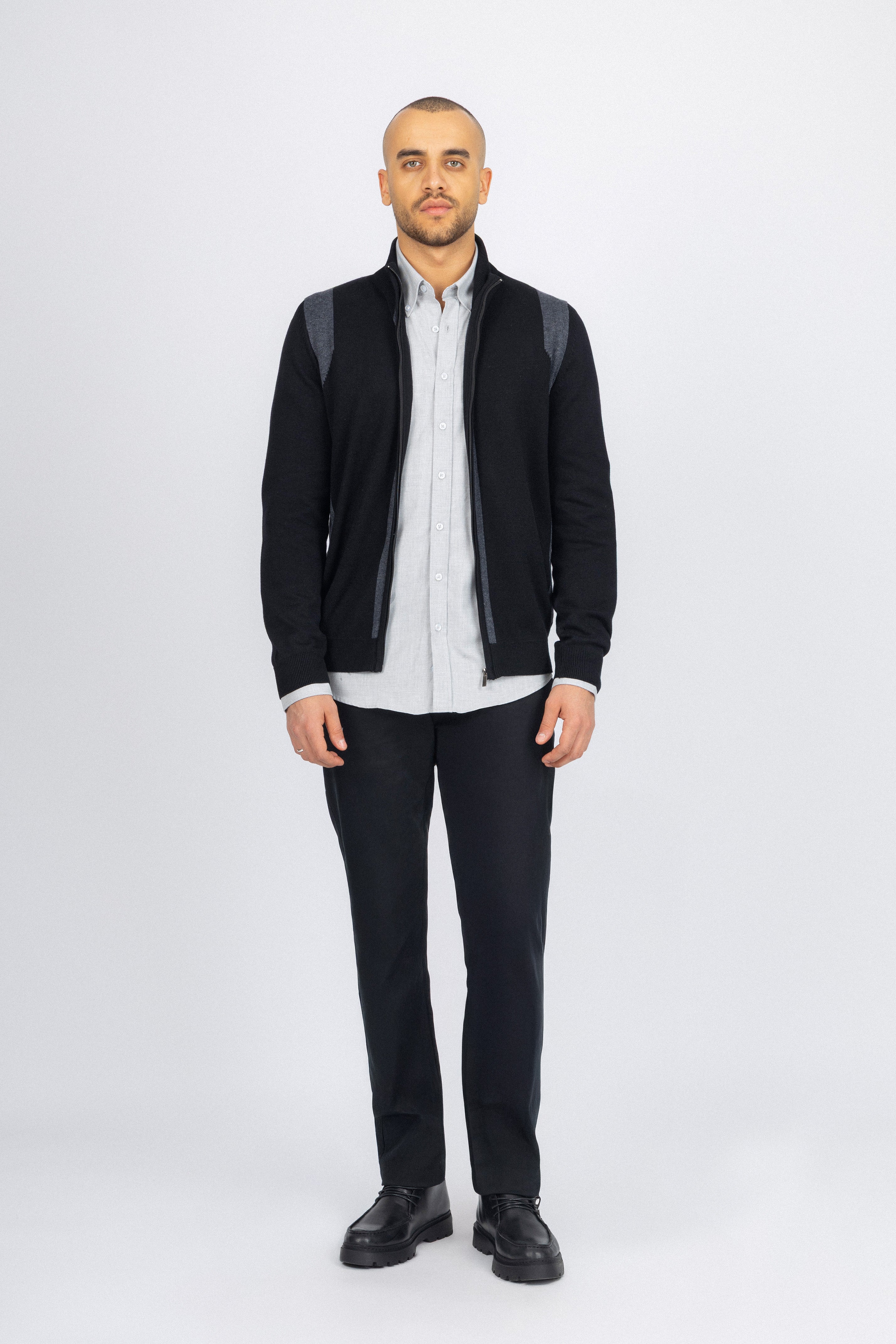 Black Jacquard Knitted Jacket