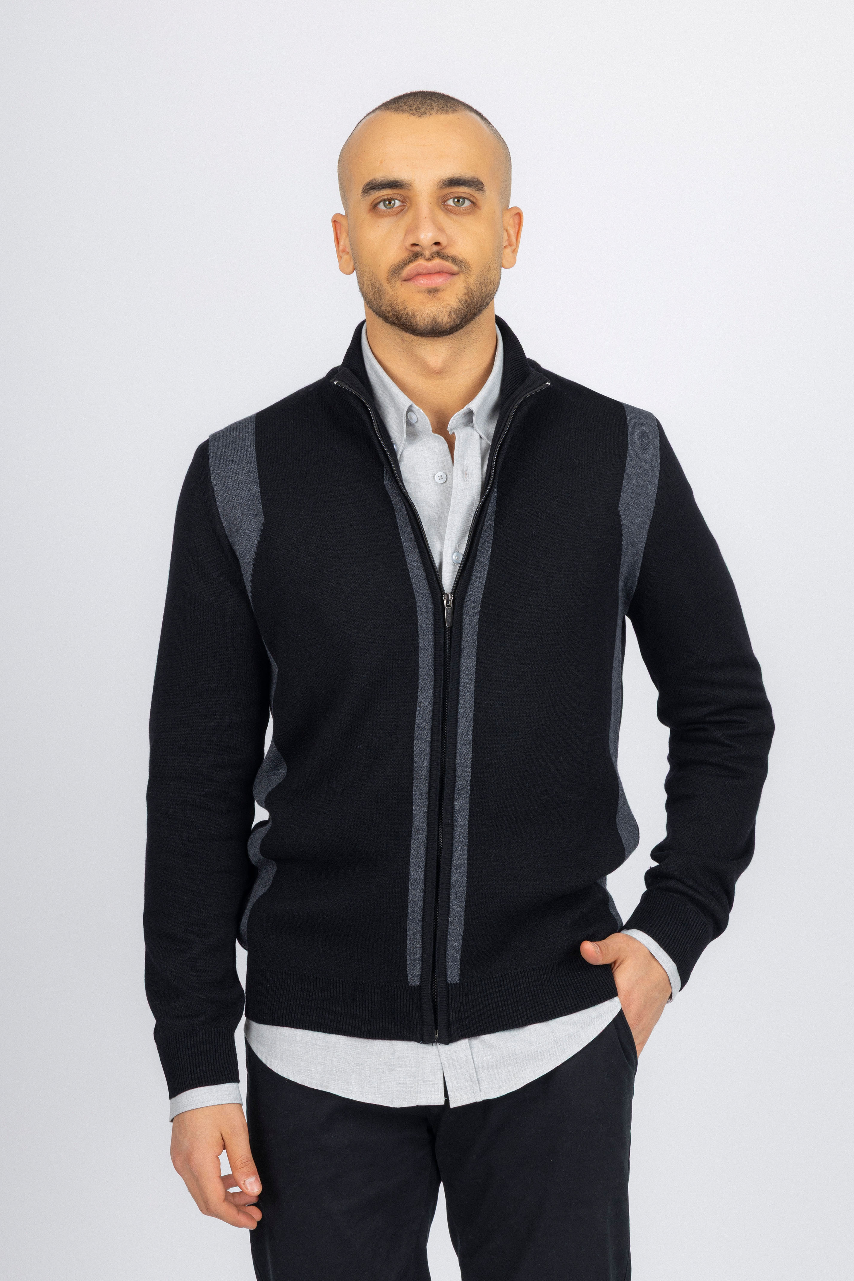 Black Jacquard Knitted Jacket