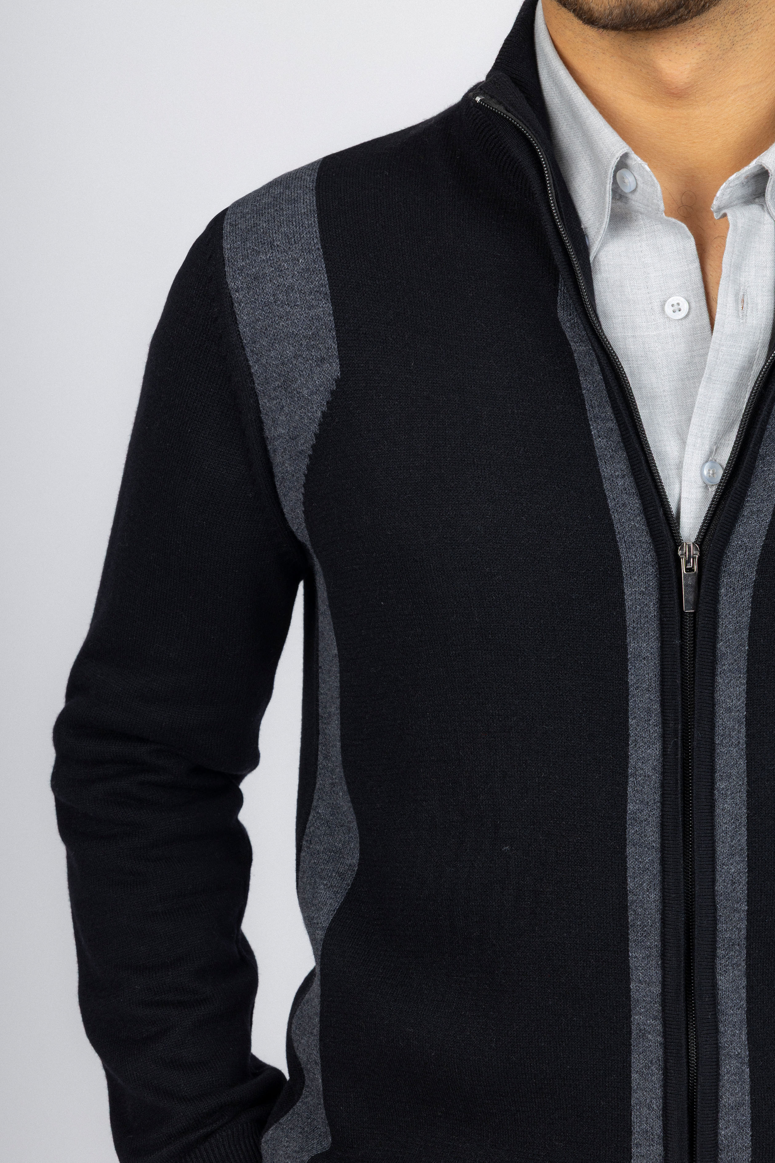 Black Jacquard Knitted Jacket