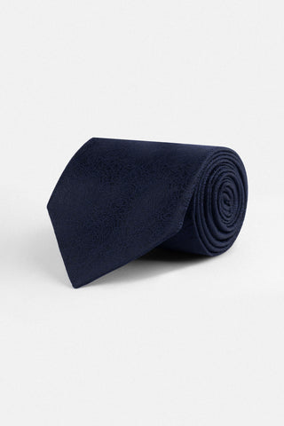 Jacquard Navy Necktie with Handkerchief