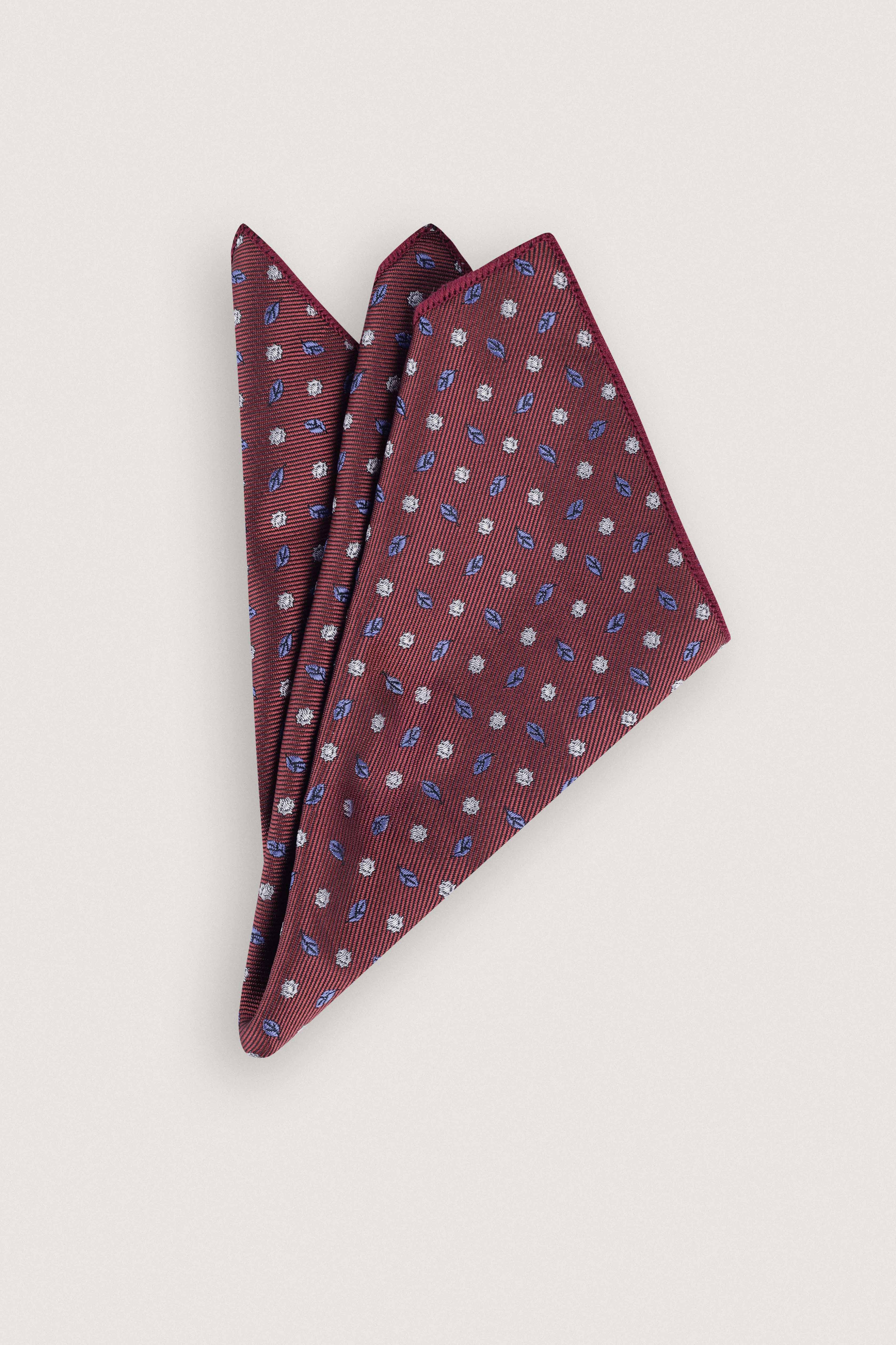 Transparent Maroon Jacquard Necktie with Handkerchief