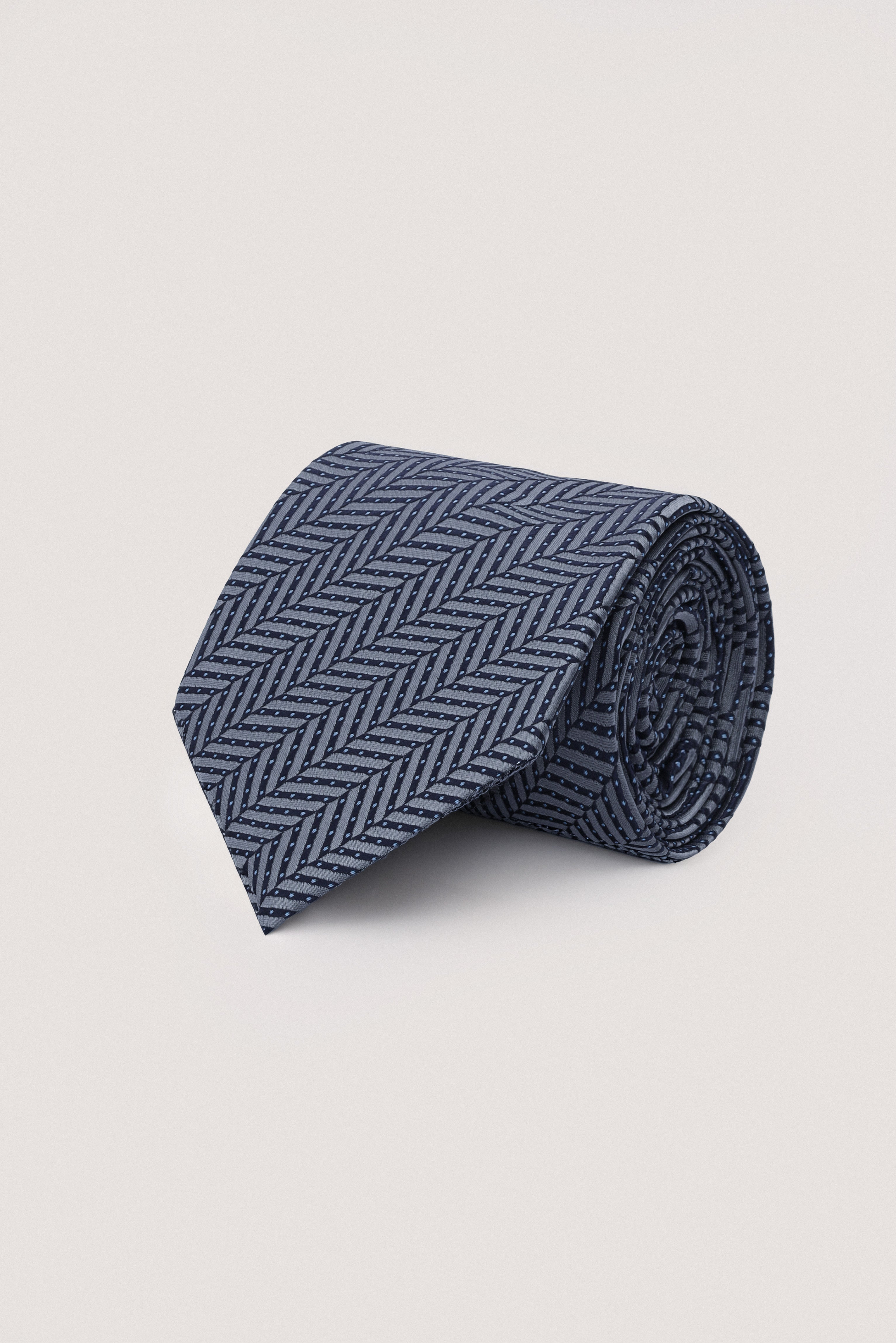 Light Gray Jacquard Necktie with Handkerchief - De Backers - 1