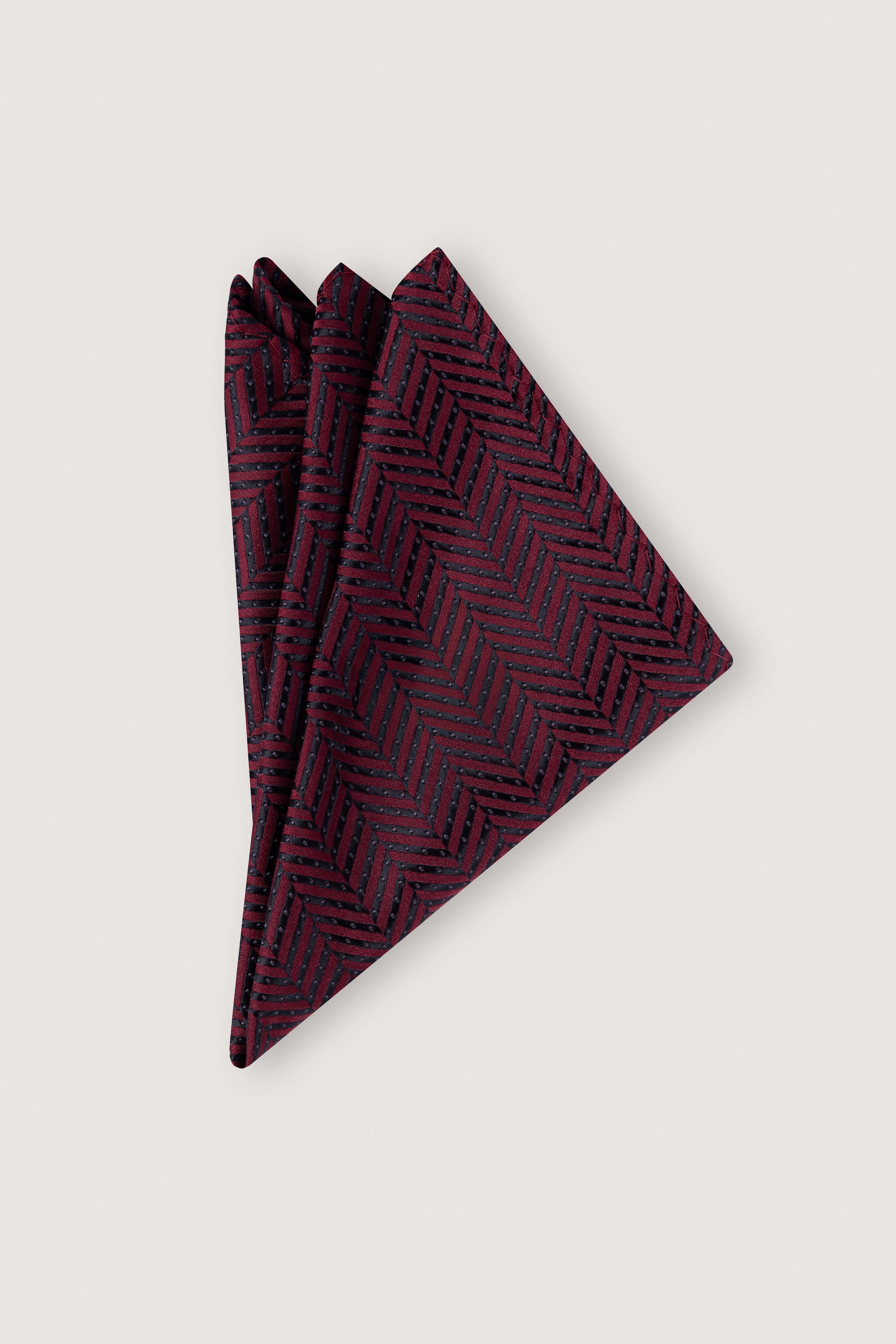 Dark Red Jacquard Necktie with Handkerchief - De Backers - 2