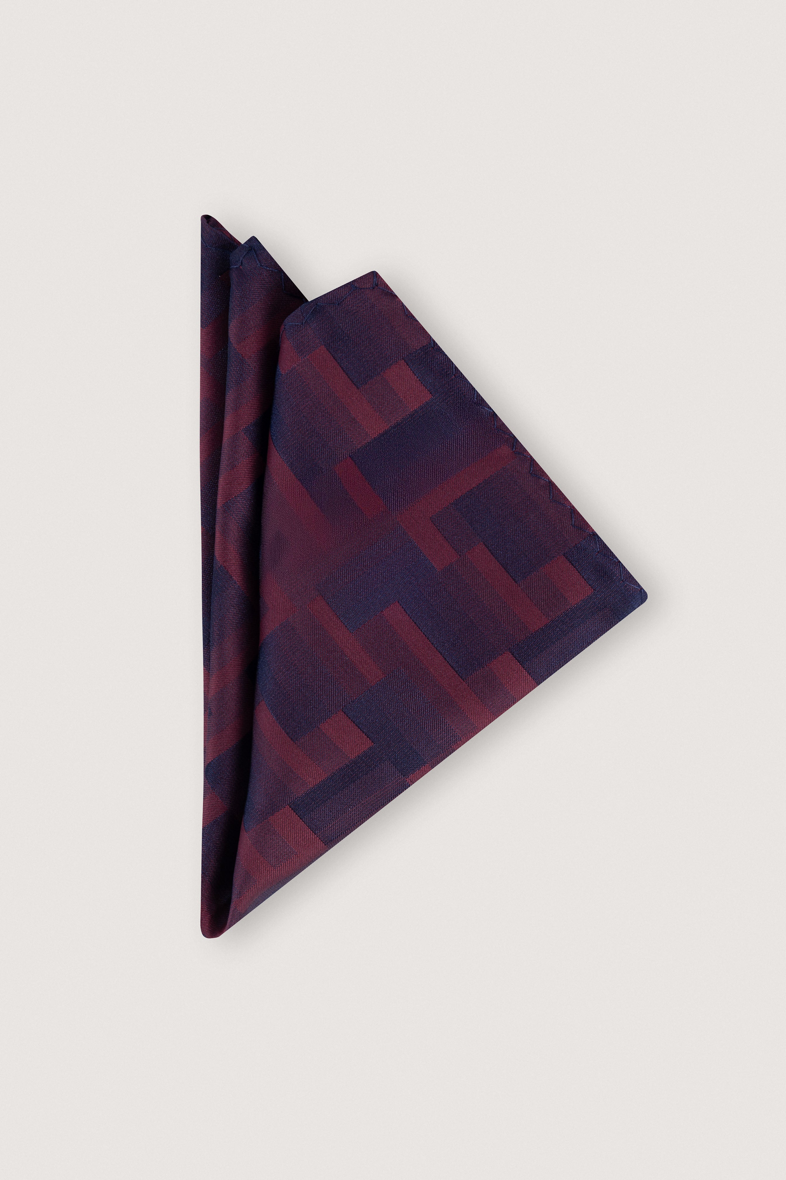 Dark Red Patterned Necktie with Handkerchief - De Backers - 2