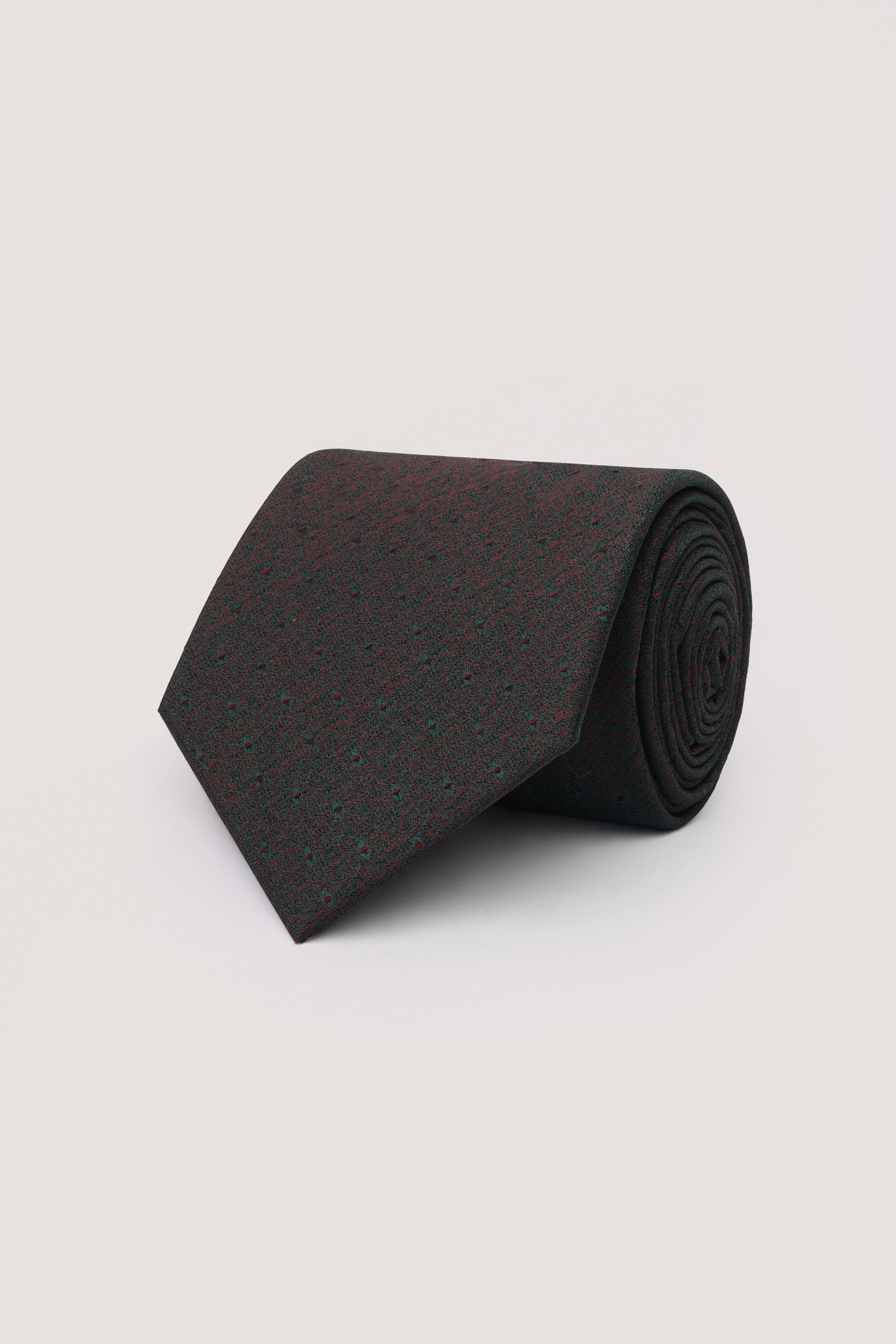 Dark Green Necktie with Handkerchief