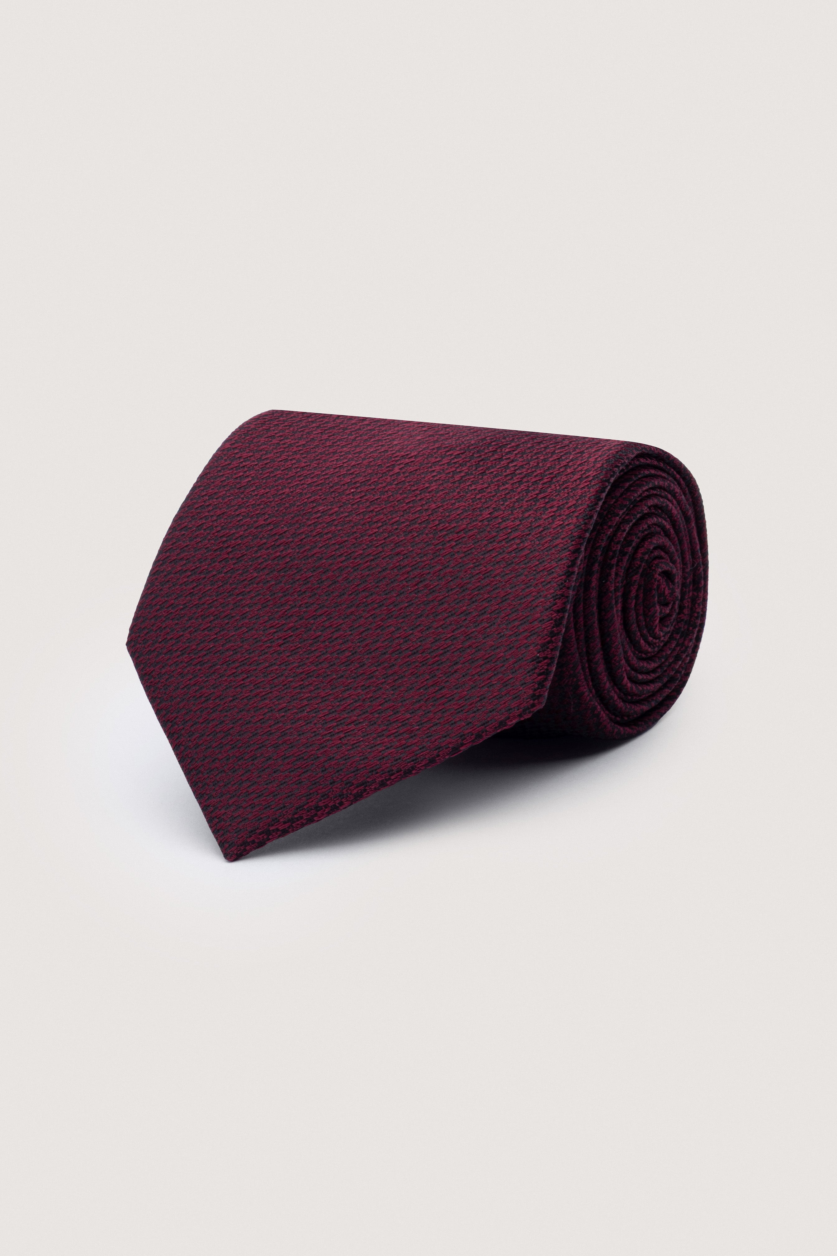 Dark Red Necktie with Handkerchief