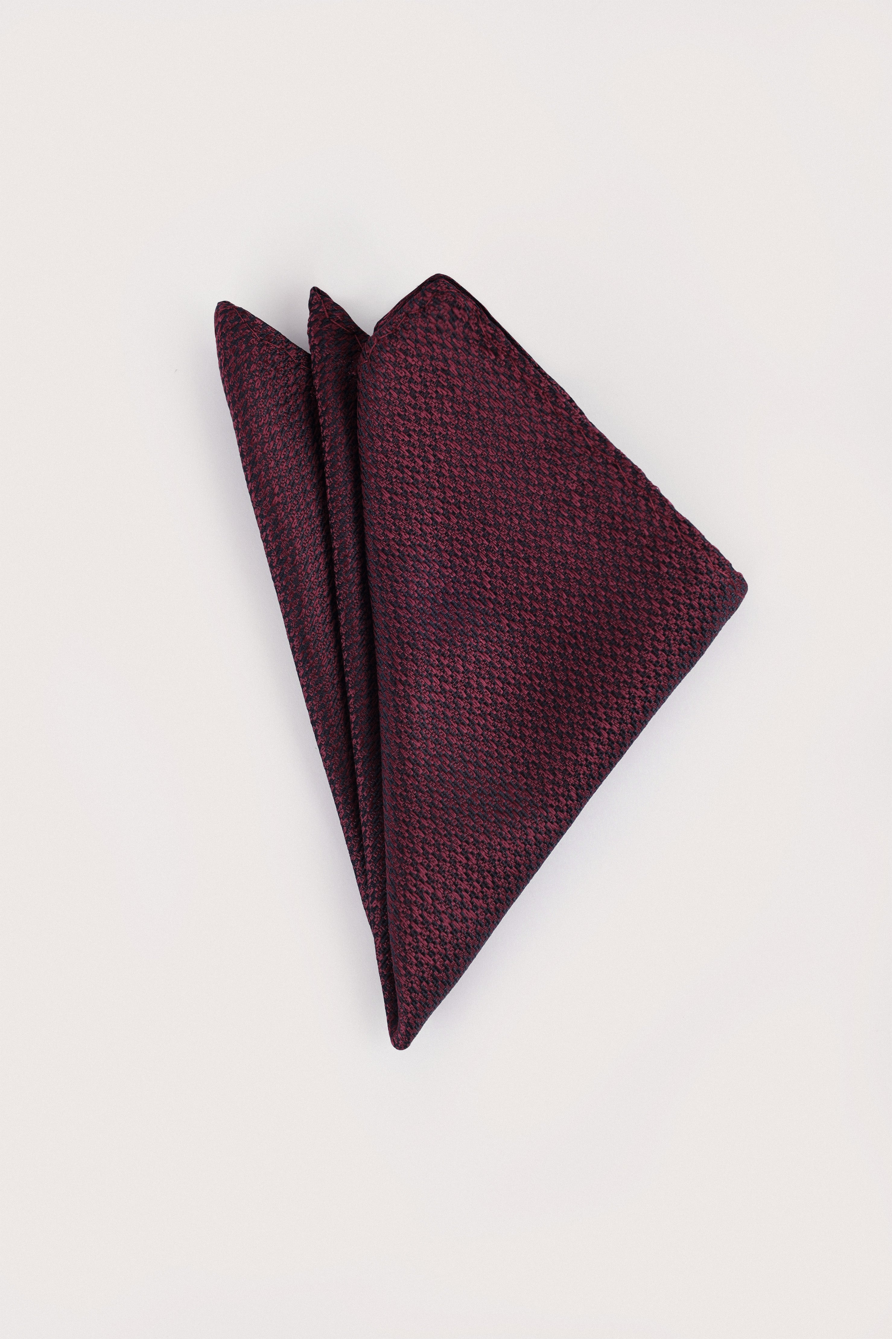 Dark Red Necktie with Handkerchief