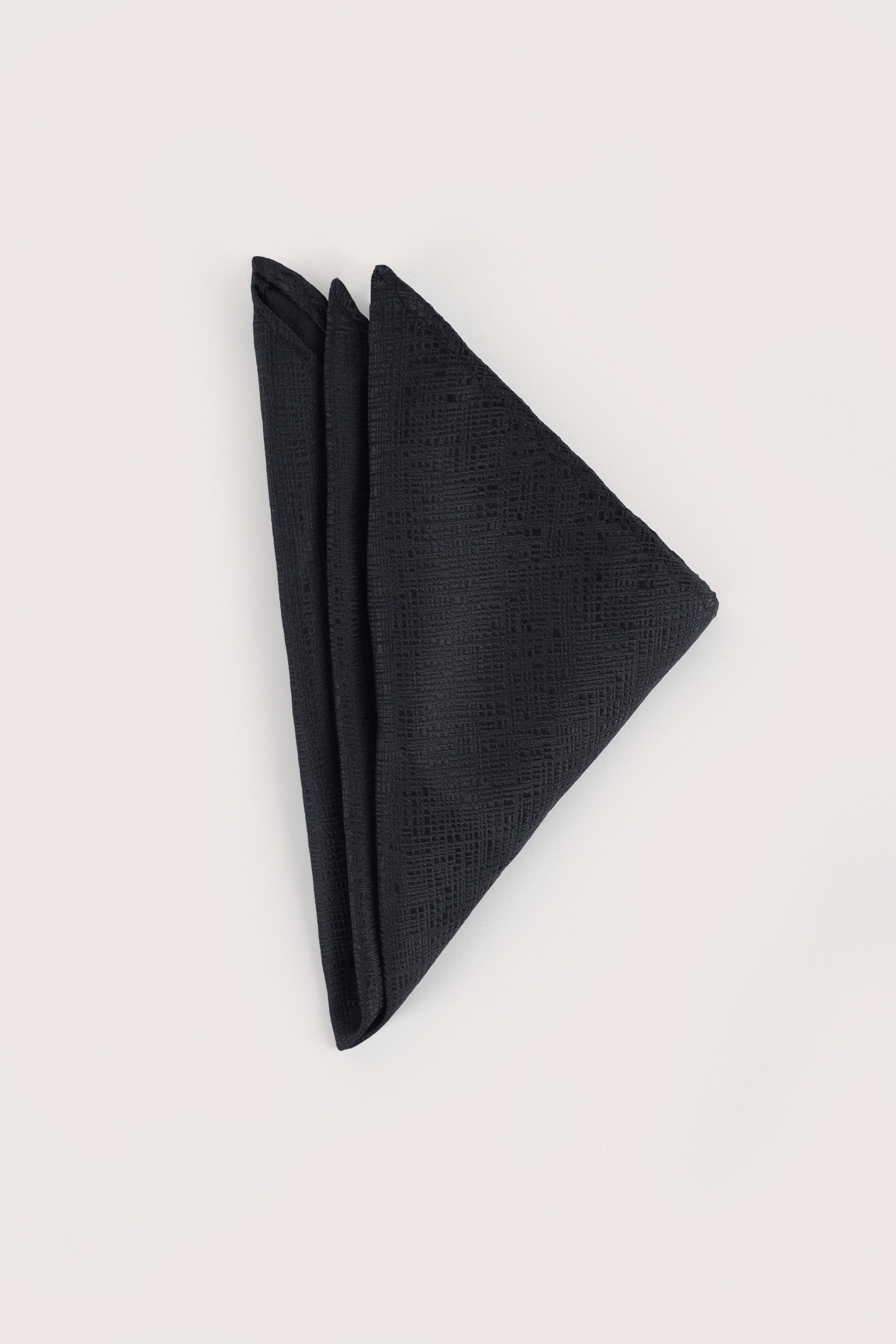 Black Necktie with Handkerchief