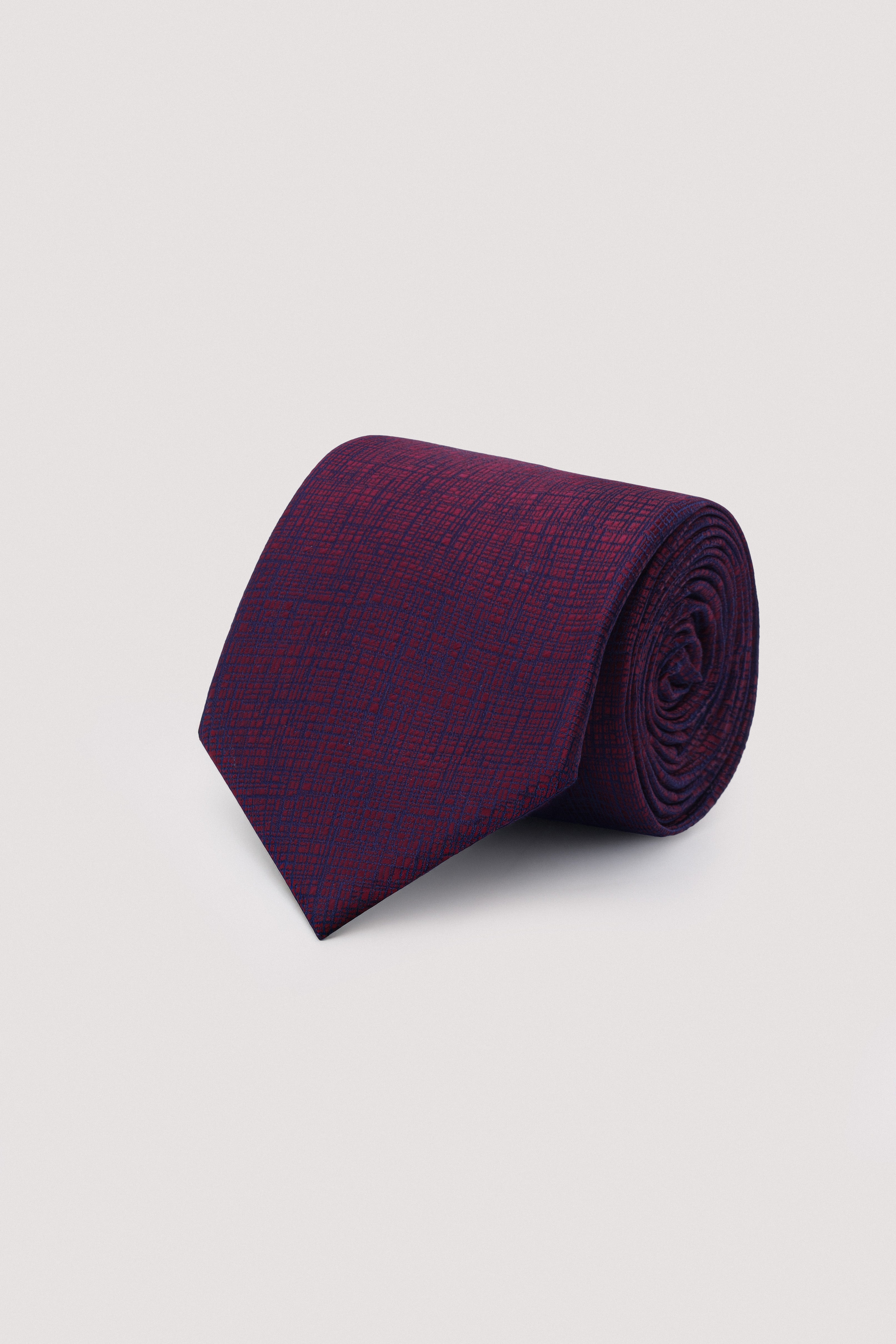 Dark Red Necktie with Handkerchief
