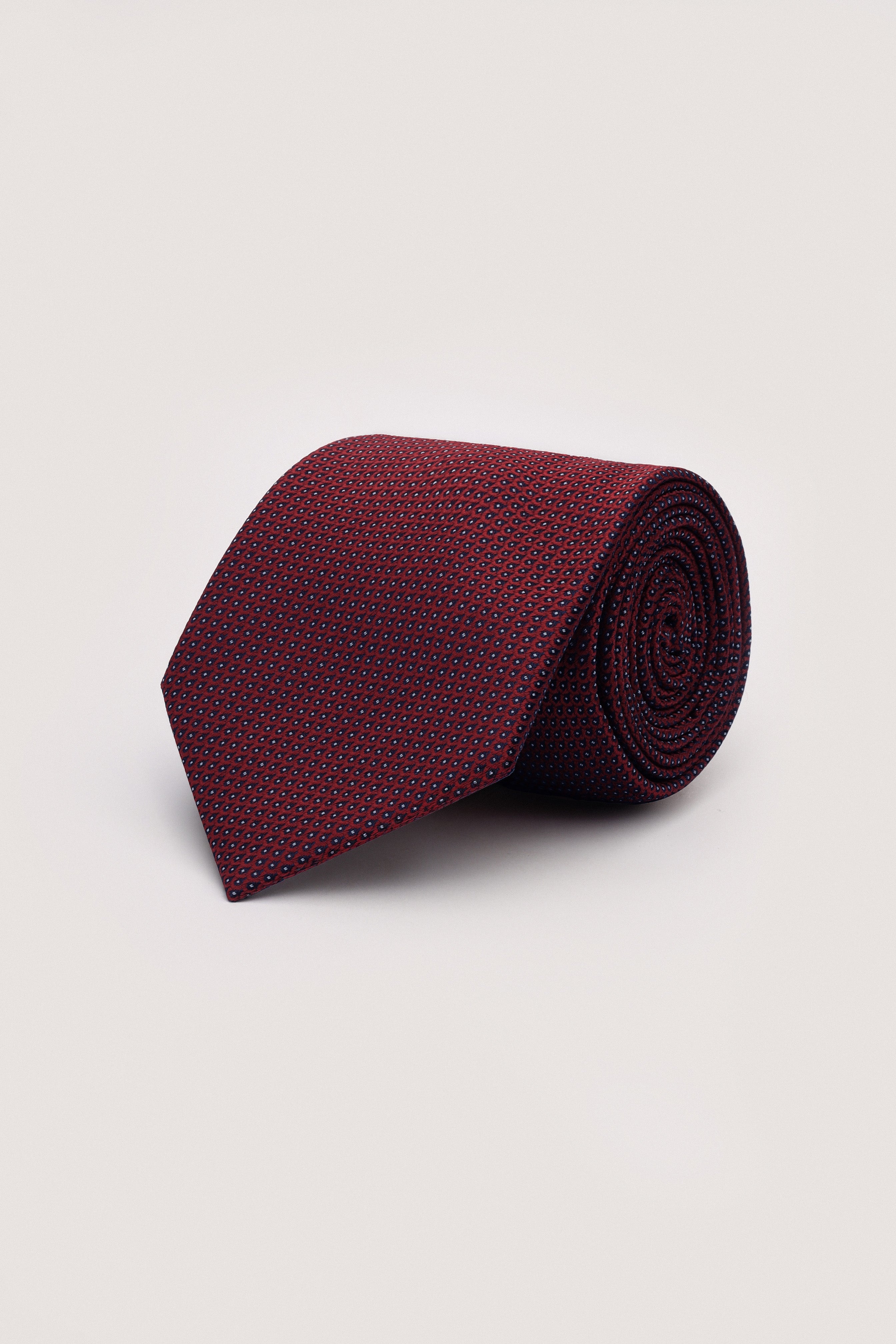 Dark Red Necktie with Handkerchief