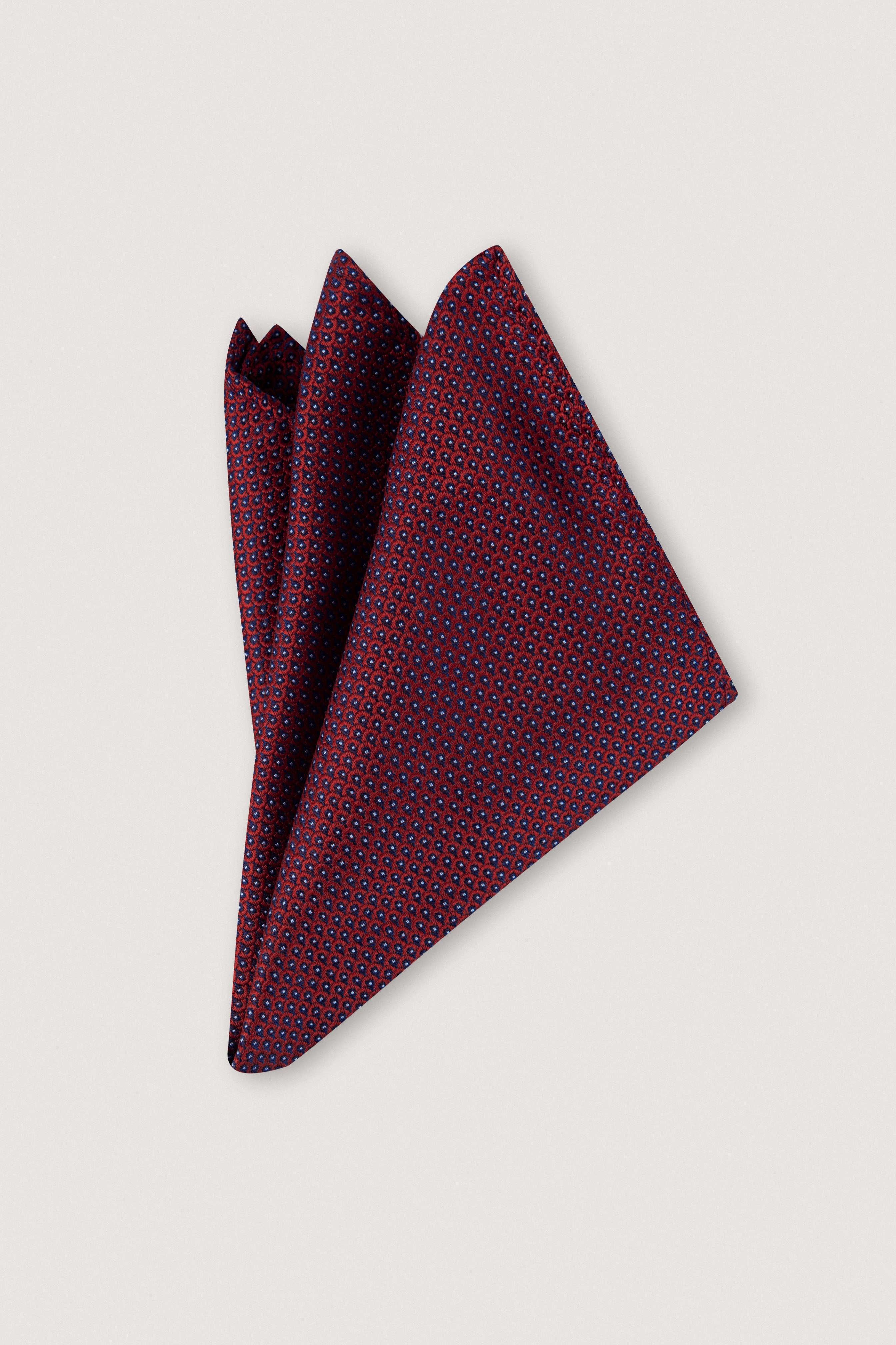 Dark Red Necktie with Handkerchief