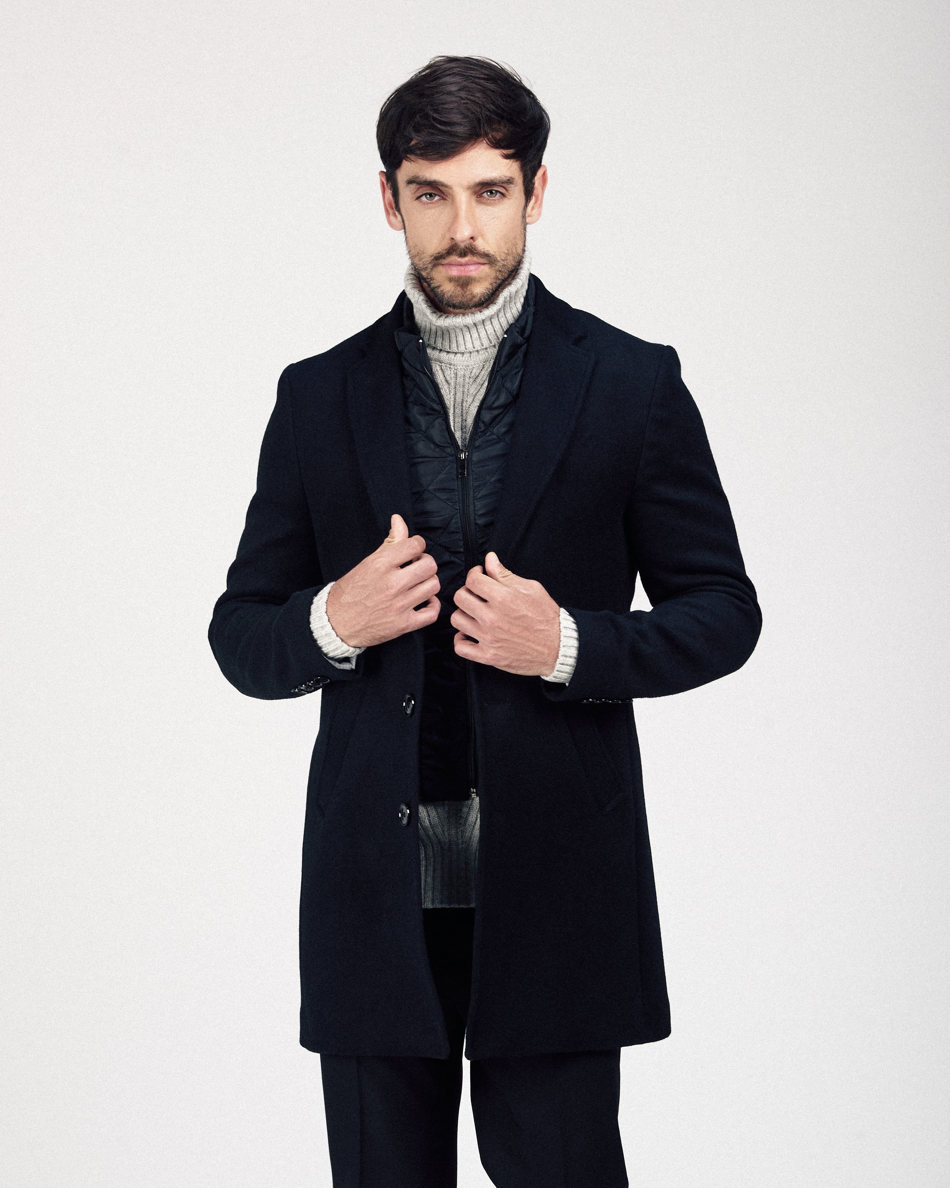 Black Felt Coat with removable padded piece - 2