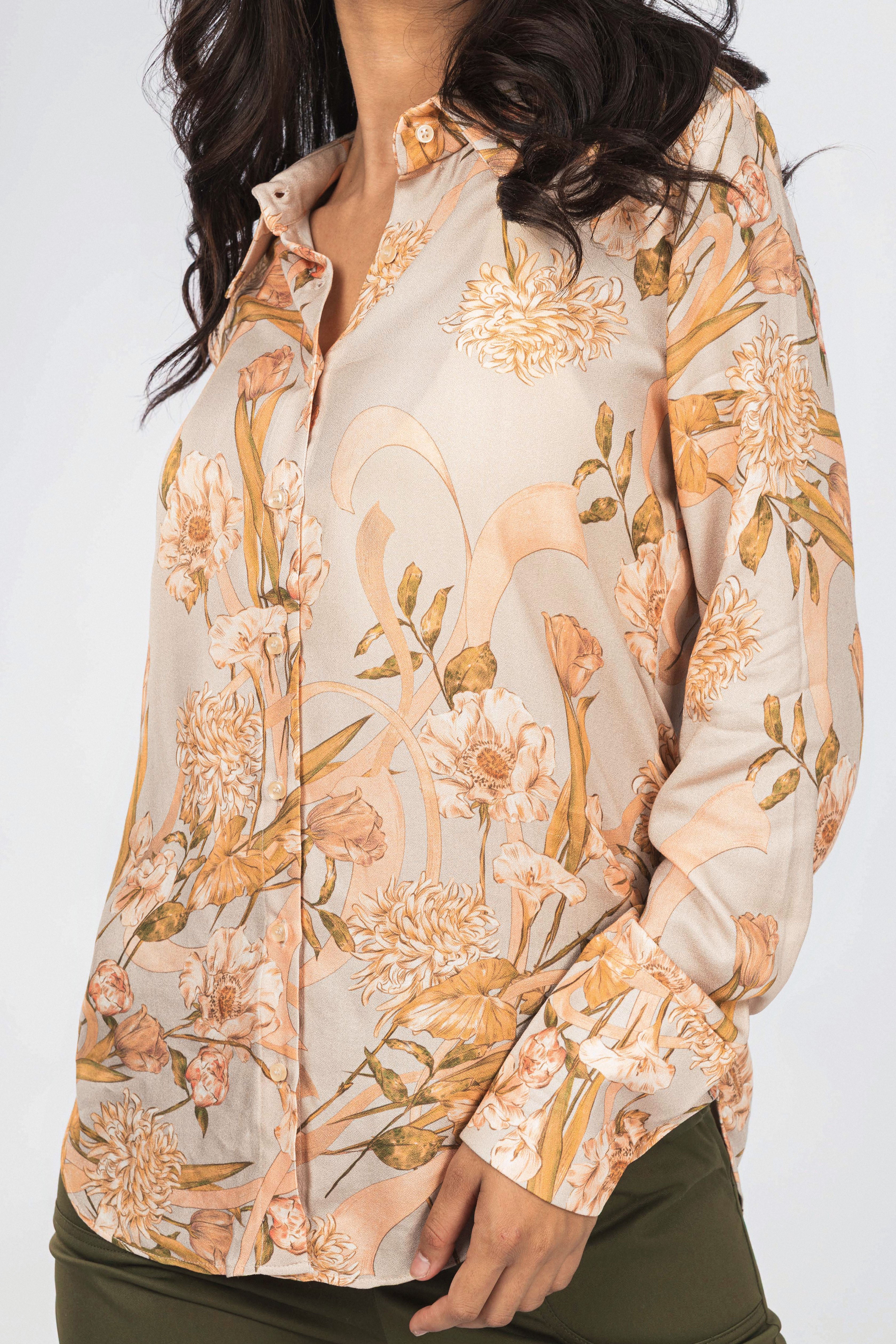 Beige Printed Classic Shirt