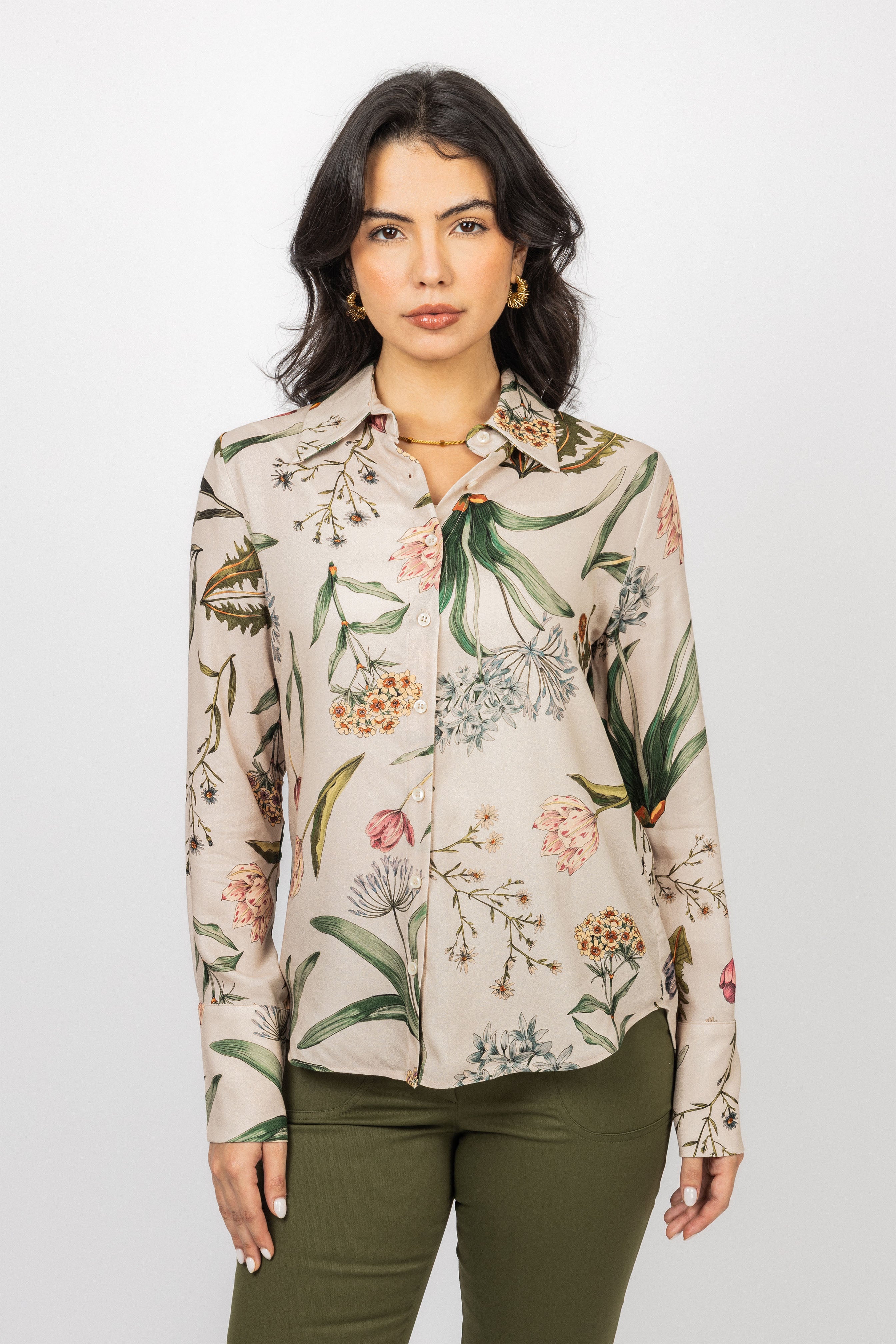 Beige Printed Classic Shirt