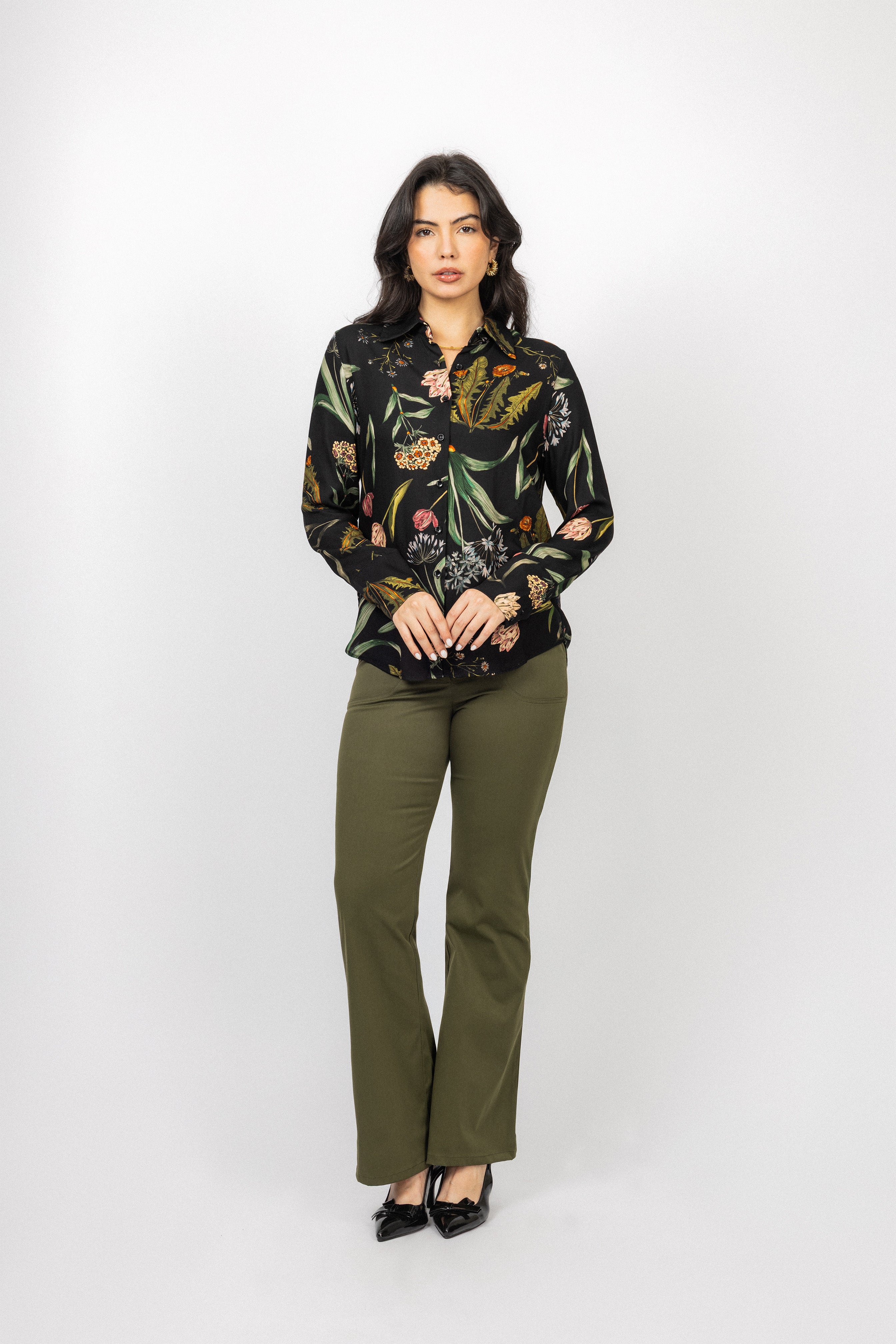 Green Printed Classic Shirt