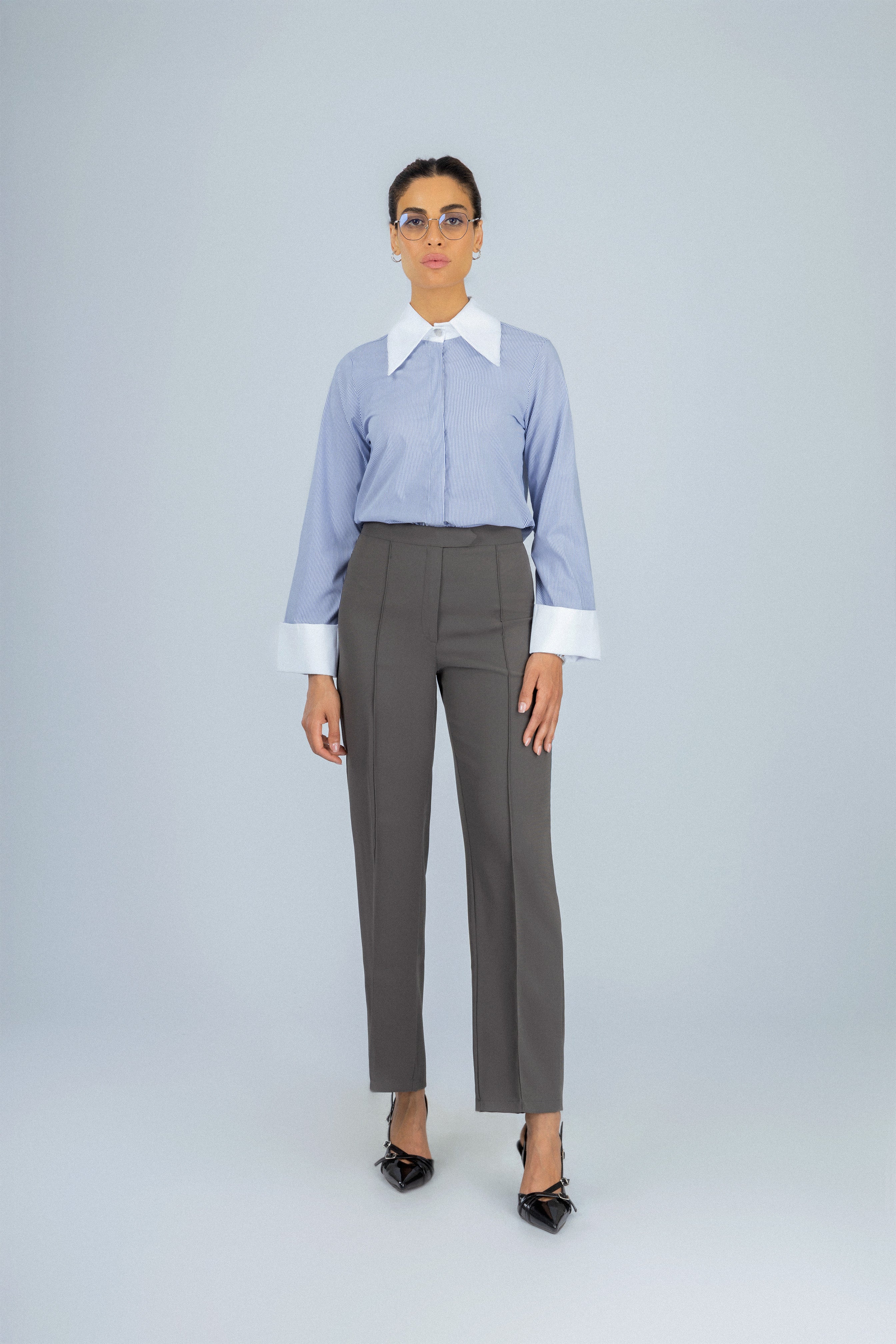 Striped Light Blue Bamboo Blend Classic Shirt