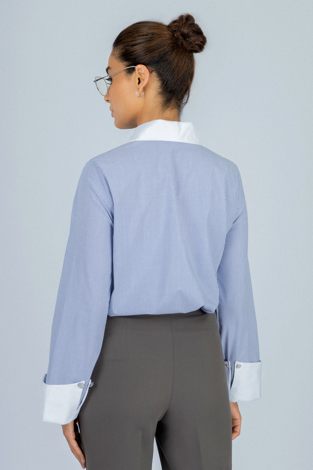 Striped Light Blue Bamboo Blend Classic Shirt