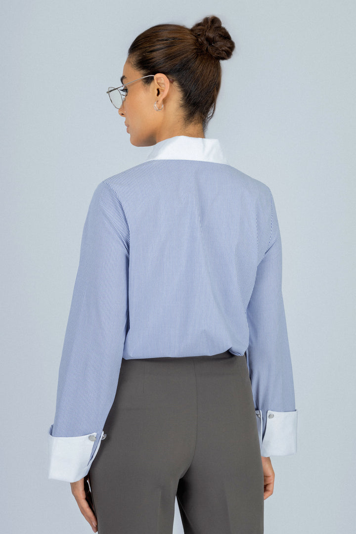 Striped Light Blue Bamboo Blend Classic Shirt