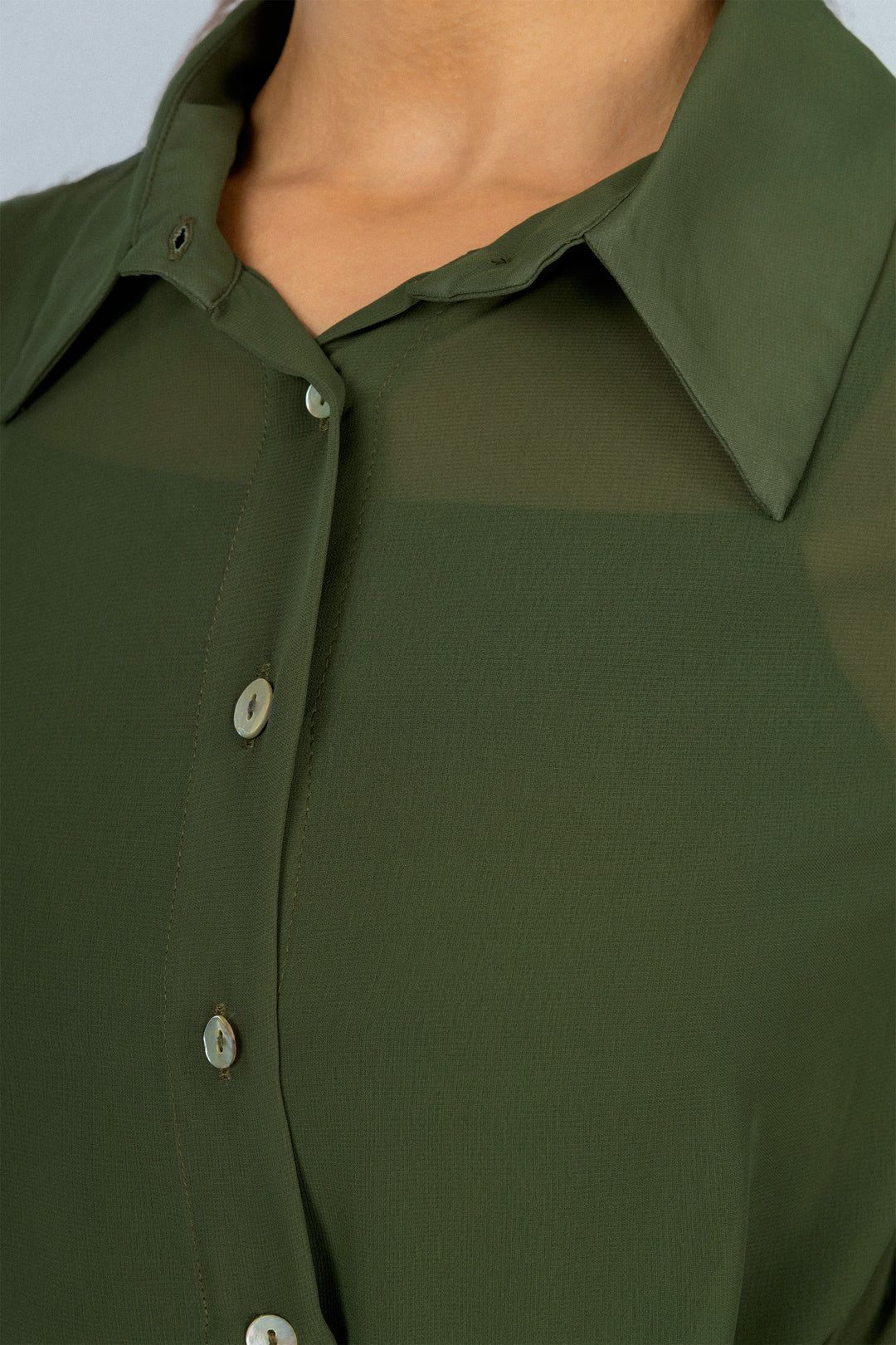 Green Chiffon Casual Shirt