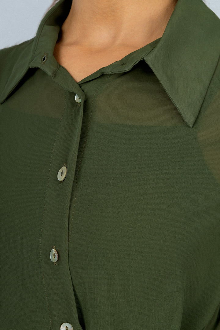 Green Chiffon Casual Shirt
